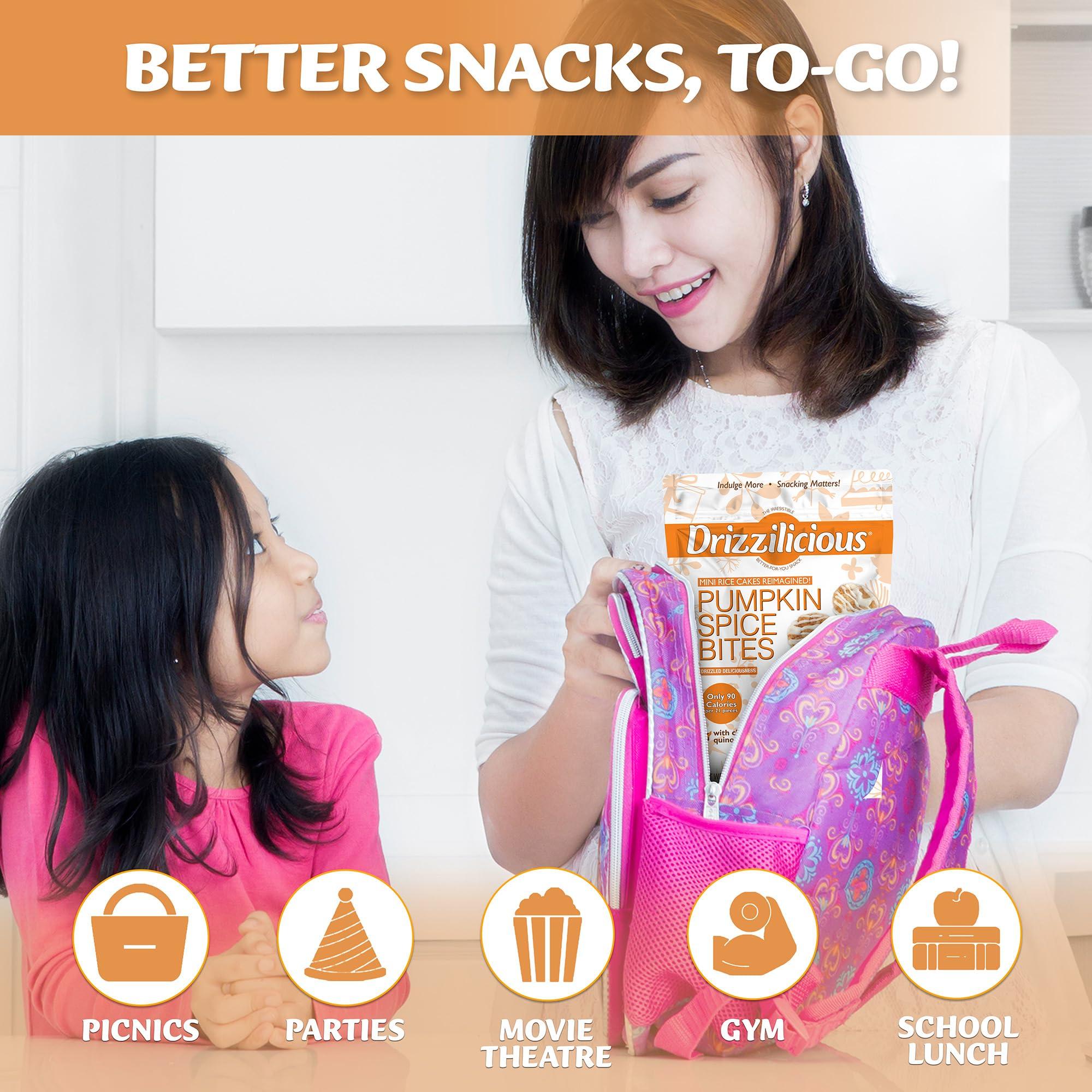 Drizzilicious Drizzilicious Mini Rice Cakes - Rice Crisps, Healthy Snack for Adults and Kids, Flavored Rice Cakes, Vegan, Gluten Free, Only 90 Calories Per Serving - Pumpkin Spice, 4 oz (Pack of 2)