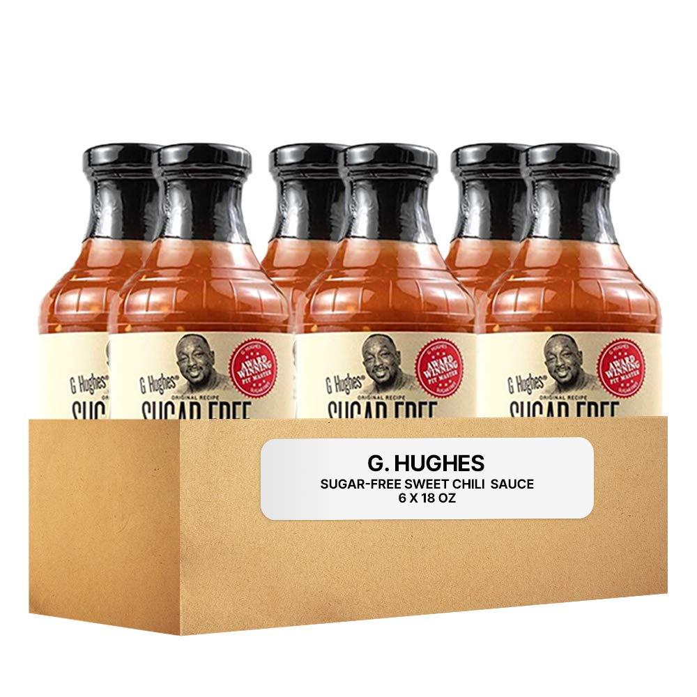 G Hughes G Hughes Sugar Free, Sweet Chili Sauce - Gluten Free Dipping Sauces, Sugar Free Sauce, Keto Hot Sauce, Low Carb Red Chili Sauce, Spicy Chili Sauce - 18 oz (6 Pack)