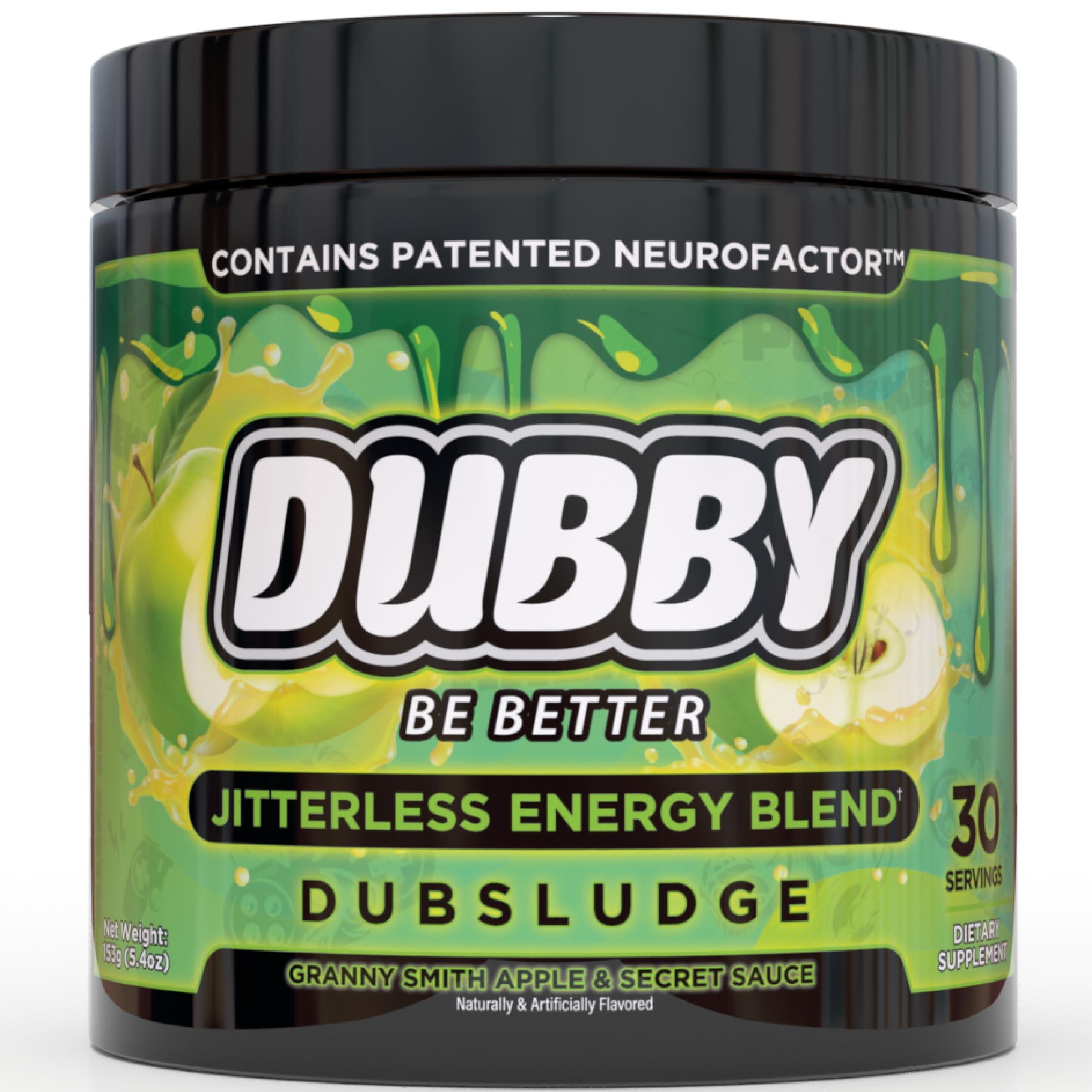 Dubby Dubby - Gamer Energy Drink Powder for Gaming - Sugar Free Energy Drinks, Nootropics Jitter-Free Natural Energy Powder, Green Apple and Secret Sauce Flavor, 30 Serving, 5.61 Ounces (DubSludge)