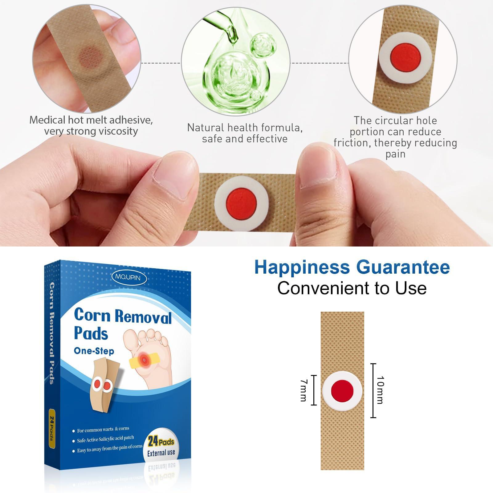 MQUPIN 24 Count Corn Removal Pads for Feet and Toe, Corn Feet Remover for Feet Extra Strength, Callous Remover