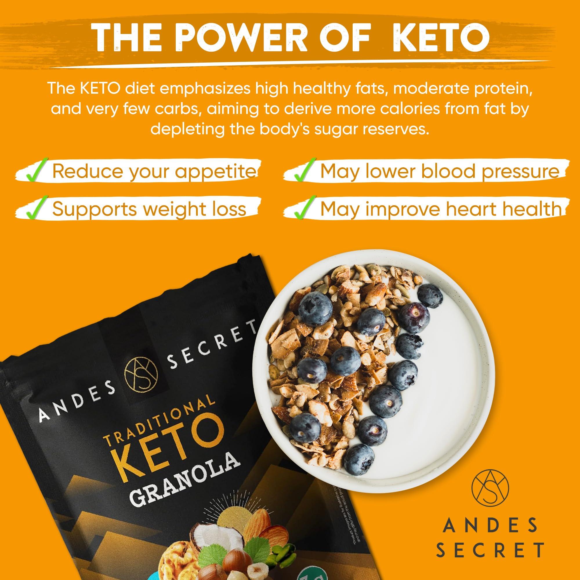 Andes Secret Andes Secret Original Low Calorie Granola - 11oz High Protein Cereal, Keto Low Carb Granola for Yogurt - Nut Mix Almonds, Walnuts, Hazelnuts - 3g Net Carbs, No Sugar Added, Grain & Gluten Free
