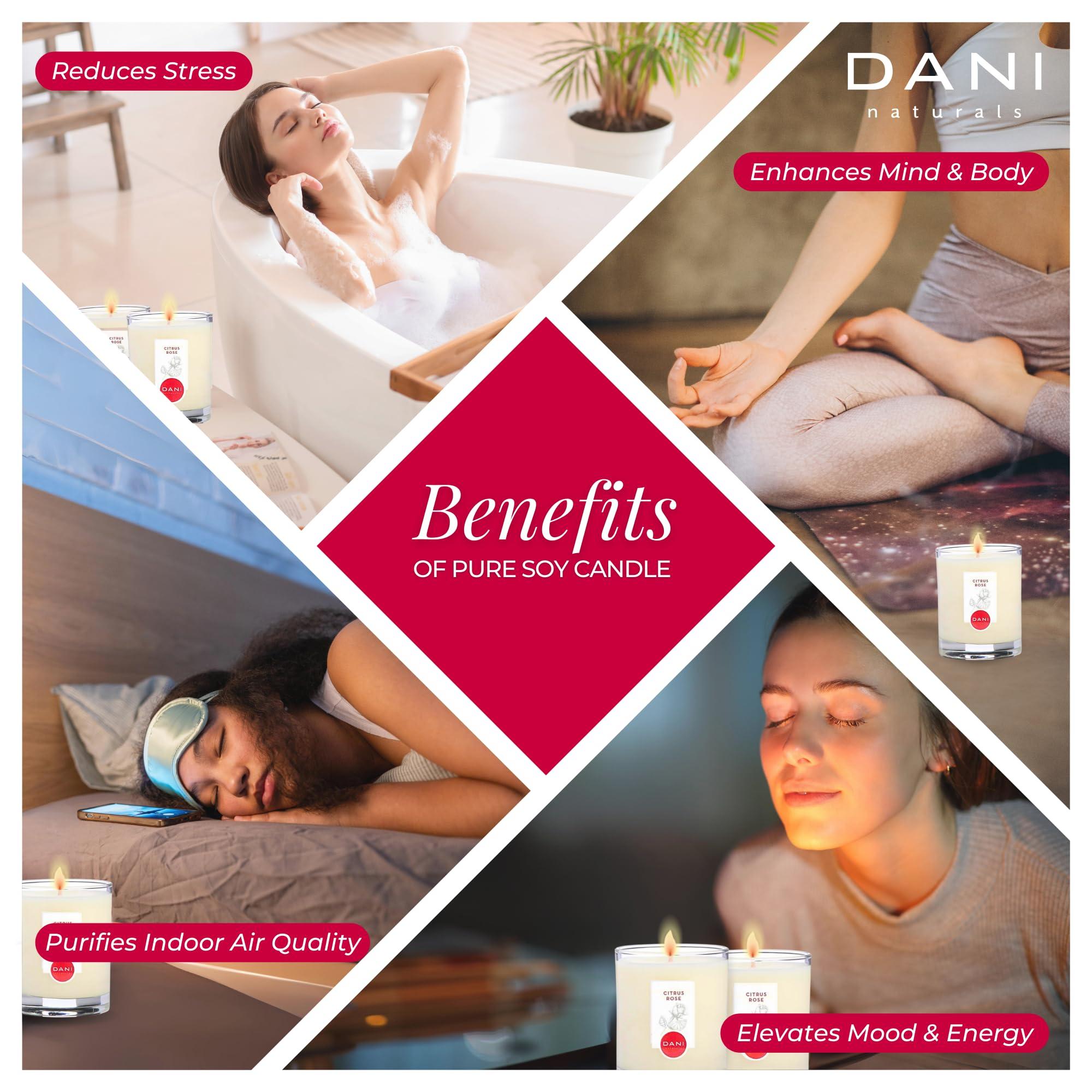 DANI DANI Naturals Scented Soy Candle - 7.5 Ounces (Citrus Rose)