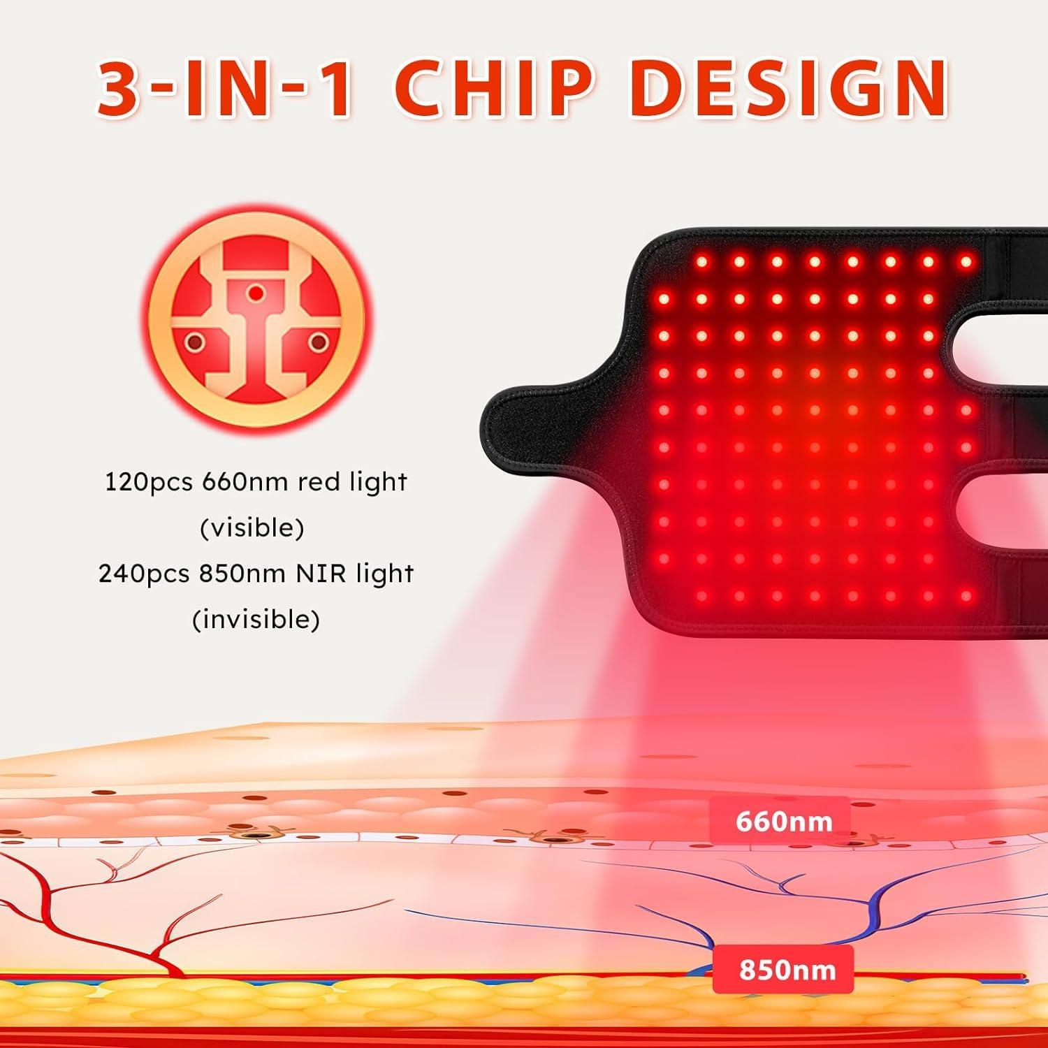 Viconor Red Light Therapy Device for Knee Elbow Joint PainTherapy Pad with 660nm Light and 850nm Near Infrared Light, APP Control, Led Red Light Therapy Wrap Home Use Gift (Black1)