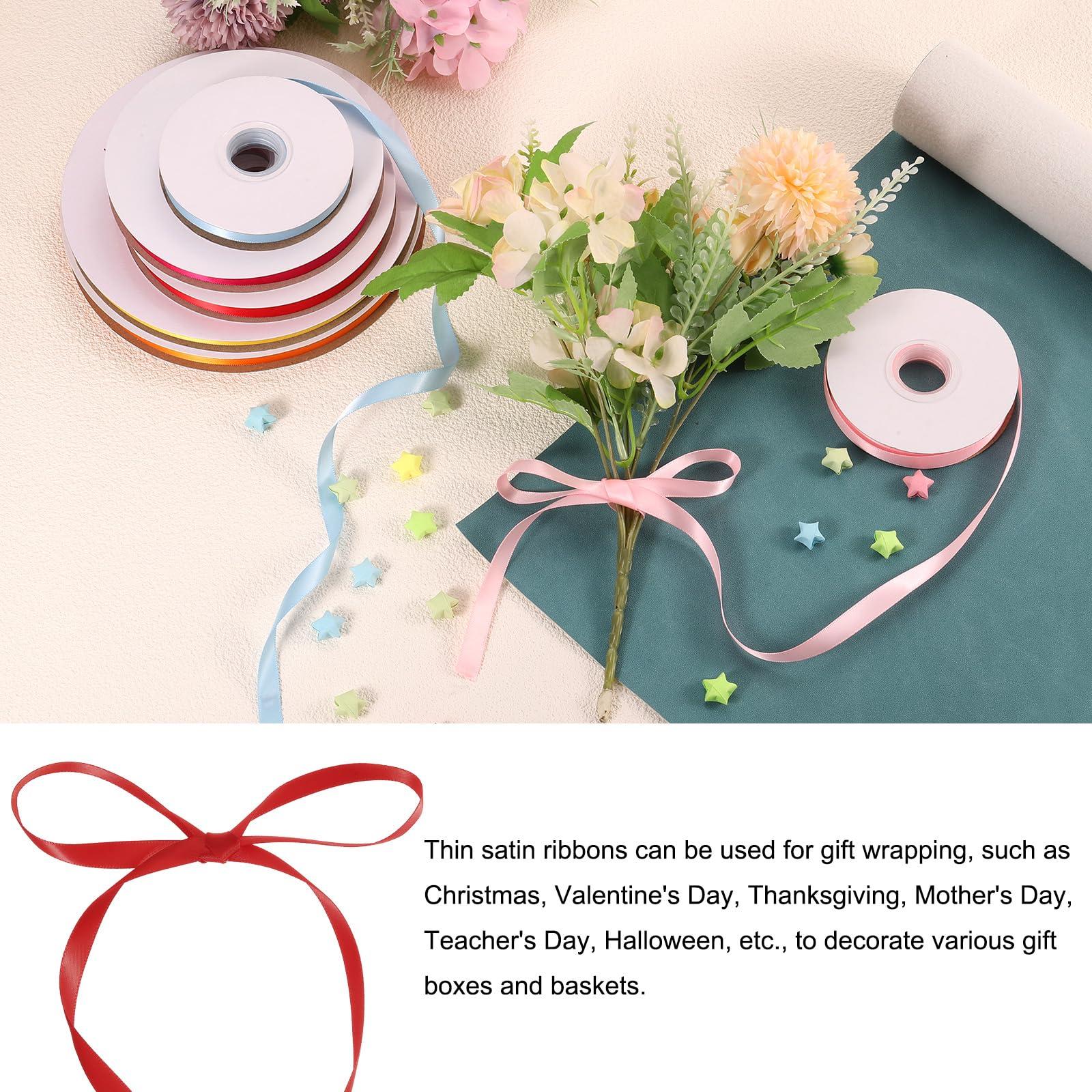 Rebower Rebower 1/4 Inch 50 Yard Satin Ribbon Thick Double Face Grosgrain Silk Ribbon, [for Gift Wrapping, Hair Bows, Wedding, Cake, Flower] - Bright Red