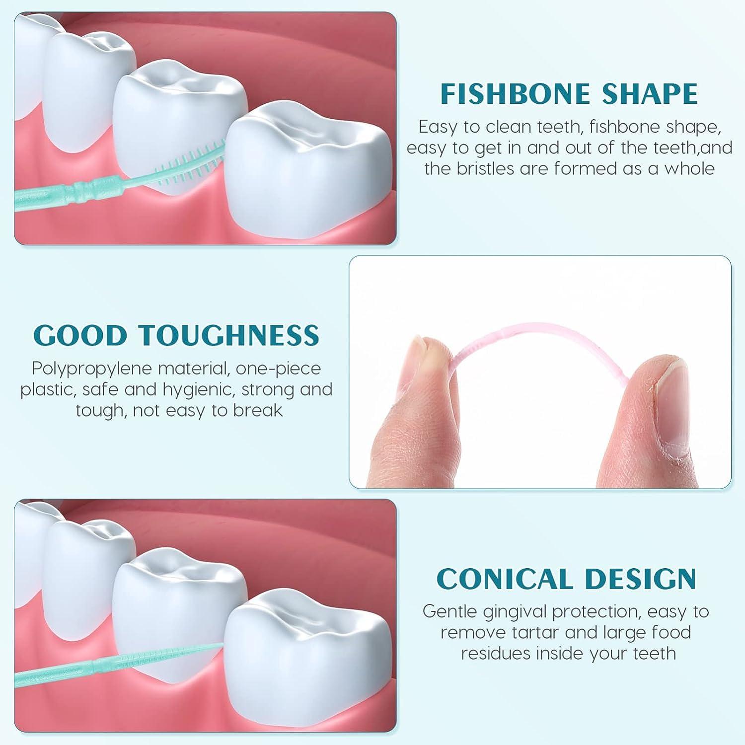 SHxxyljh Toothpicks,Tooth Picks Flossers with Bristles,Double-Side Dental Picks,Plastic Toothpicks Disposable,Portable Package(40 Count2Pack)