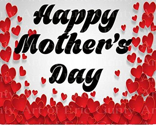 Art of Eric Gunty 1/2 Sheet - Happy Mothers Day Hearts - Edible Cake/Cupcake Party Topper - D24010