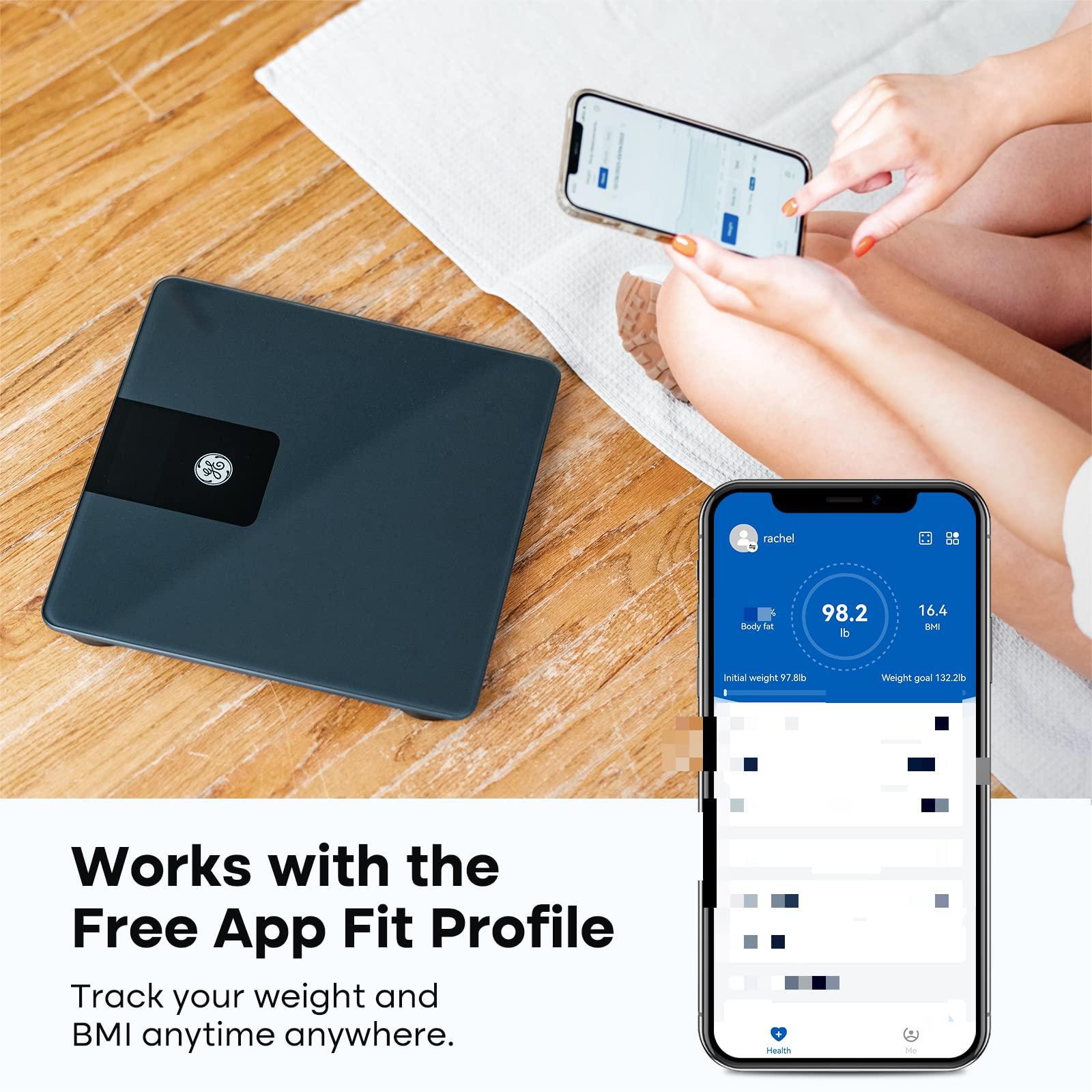 GE GE Bathroom Scale Body Weight: Digital BMI Weight Balance Scales FSA HSA Eligible Heavy Duty Measuring Device for People Accurate Bluetooth Weighing Electronic Weigh Machine, Black