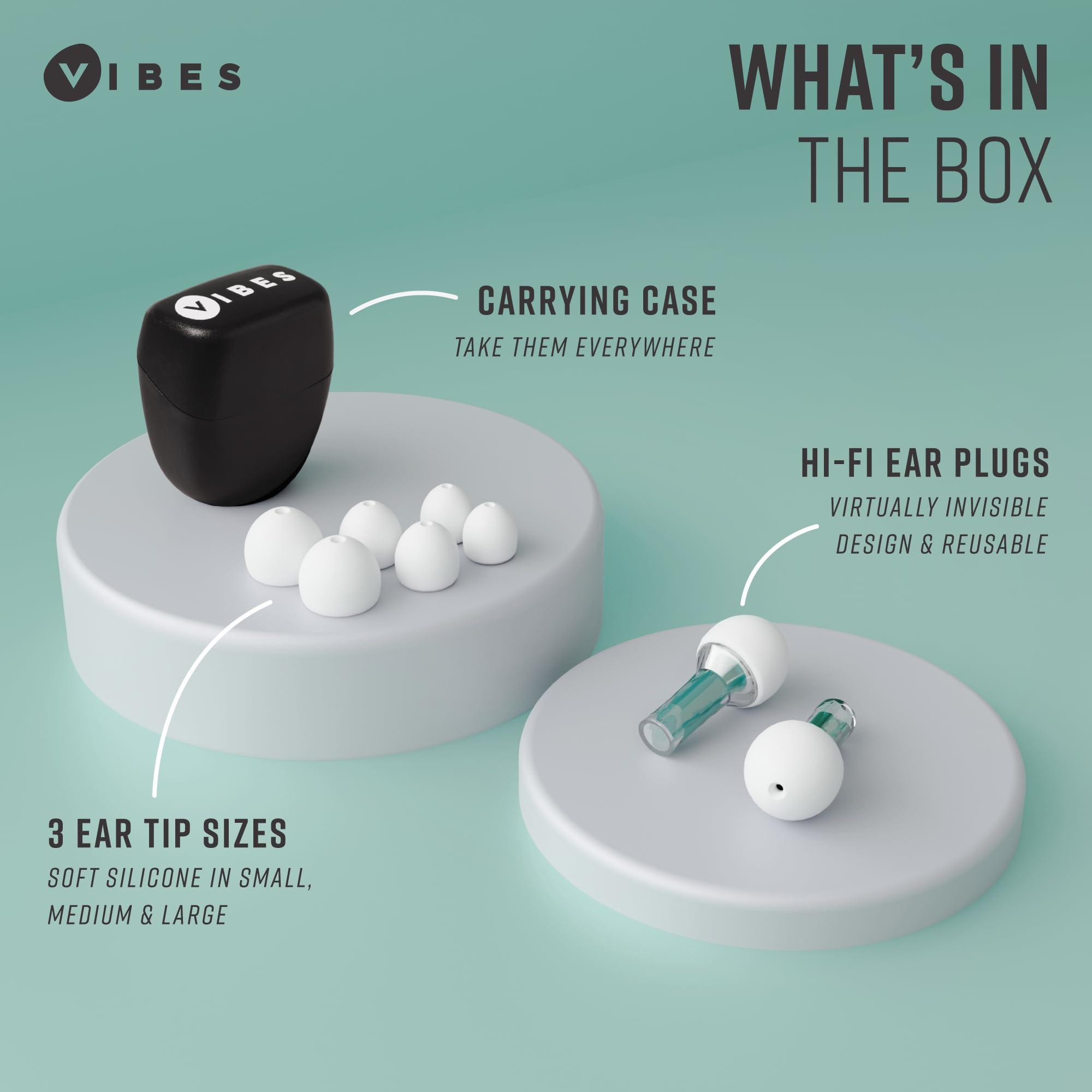 VIBES Vibes High Fidelity Ear Plugs - Invisible Earplugs for Music Concerts, Musicians, Motorcycles, Airplanes, Raves, and Work - Noise Reduction and Hearing Protection - Fits All Ears - Teal