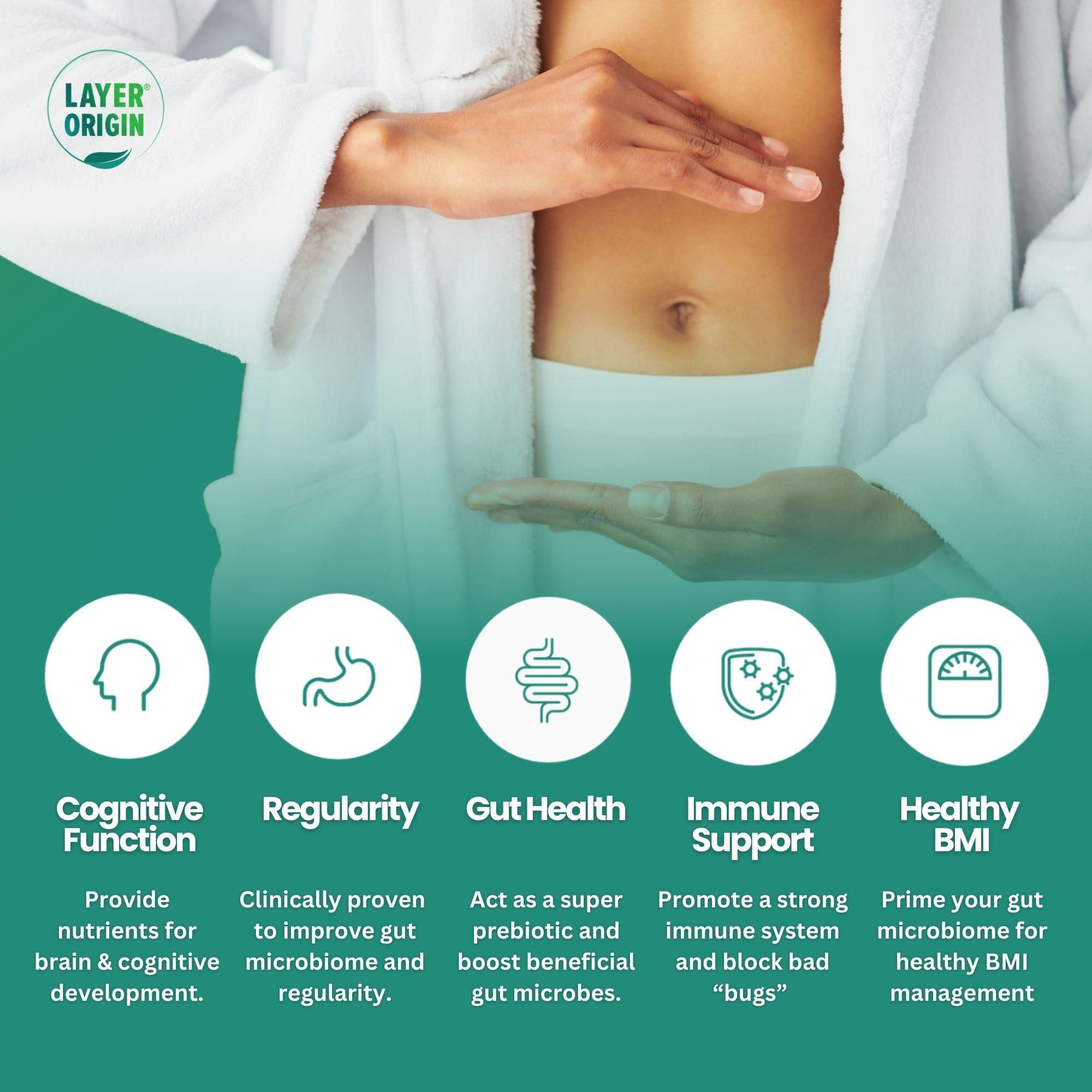 Layer Origin Layer Origin | PureHMO Human Milk Oligosaccharide (HMO 2'-FL) Prebiotic Powder - Feed 200 Billion Probiotics/Scoop, 45 Servings