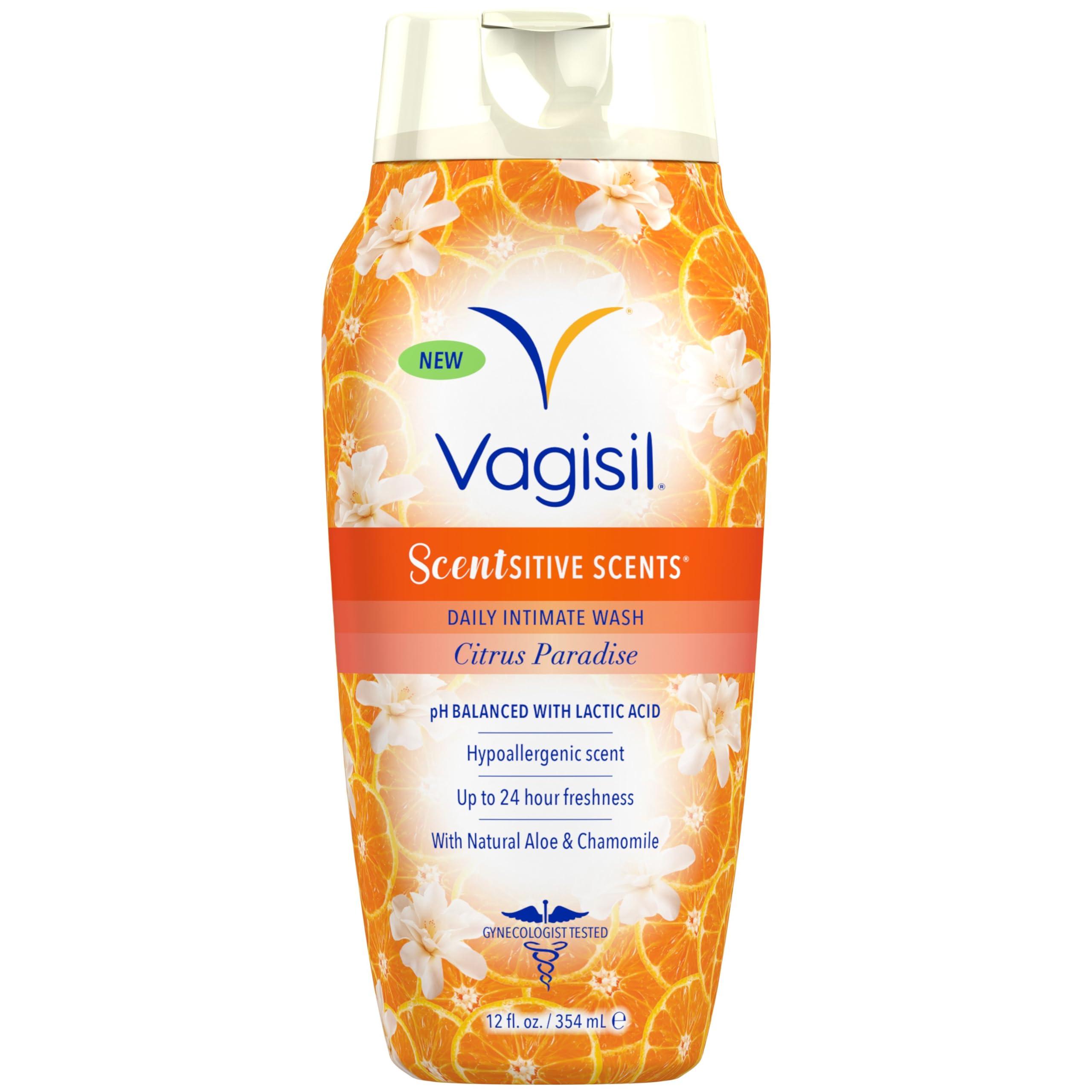Vagisil Vagisil Feminine Wash for Intimate Area Hygiene, Scentsitive Scents, pH Balanced and Gynecologist Tested, Citrus Paradise, 12 oz (Pack of 1)