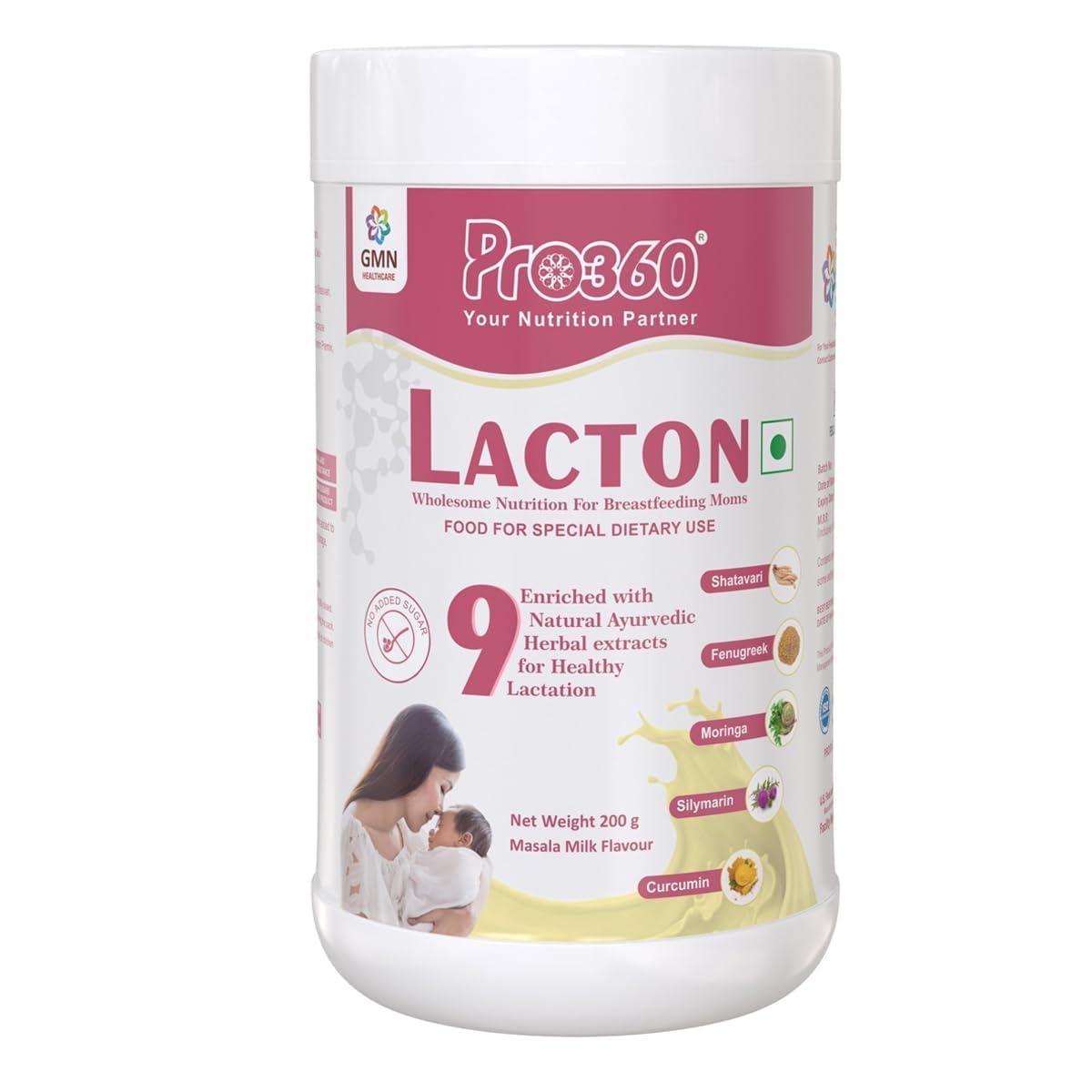 Generic Lacton Lactation Protein Supplement Powder with Extractsfor Breastfeeding and Lactating Mothers -Increase Breast Milk Supply - Masala Milk Flavor, 200g