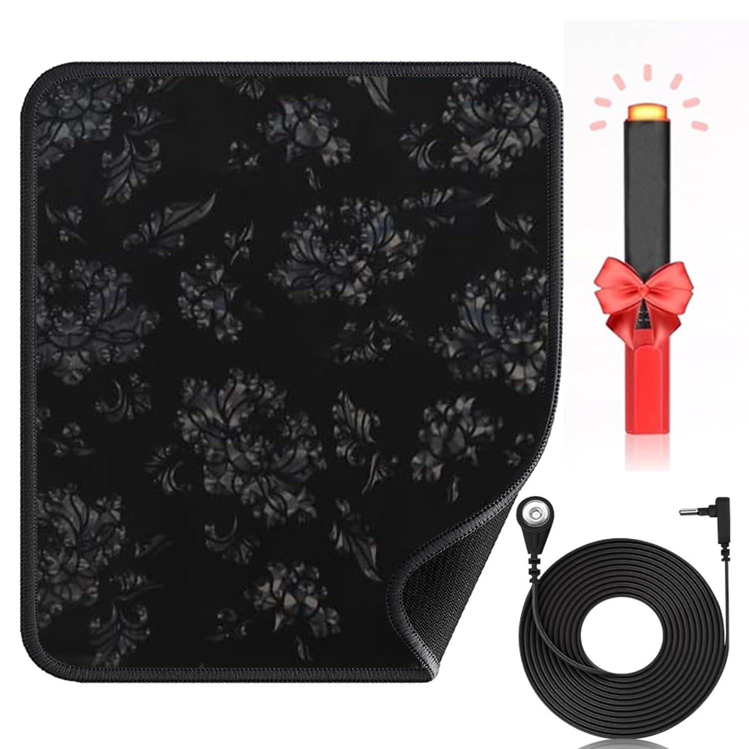 HOOTACH Grounding Mat for Bed, Upgraded Grounding Pad with Pattern Earth Mat with Testing Pen, Grounding Mat for Sleeping (9.8\"*11.8*+Pen)