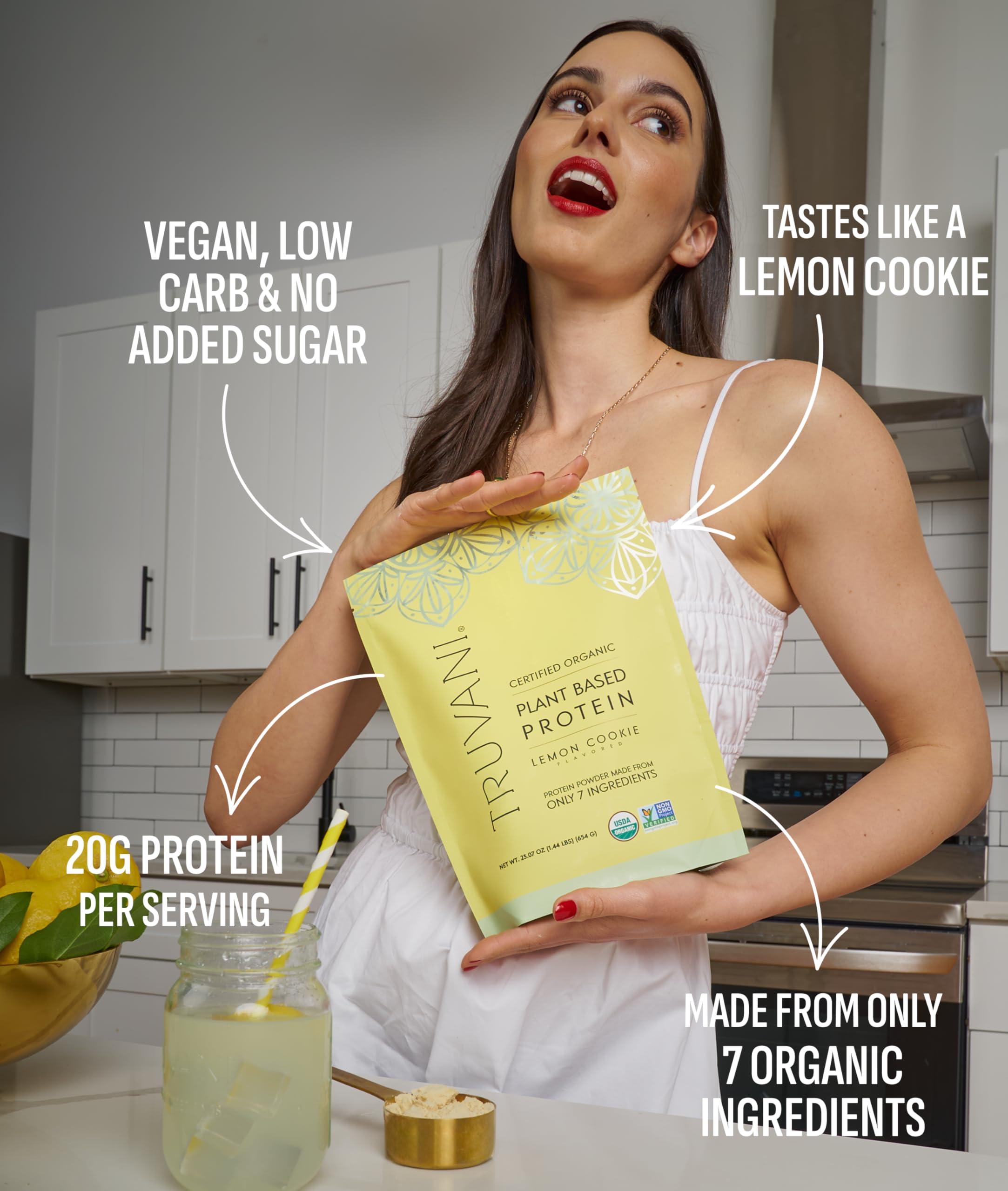Truvani Truvani Vegan Pea Protein Powder | Lemon Cookie | 20g Organic Plant Based Protein | 20 Servings | Keto | Gluten & Dairy Free | Low Carb | No Added Sugar
