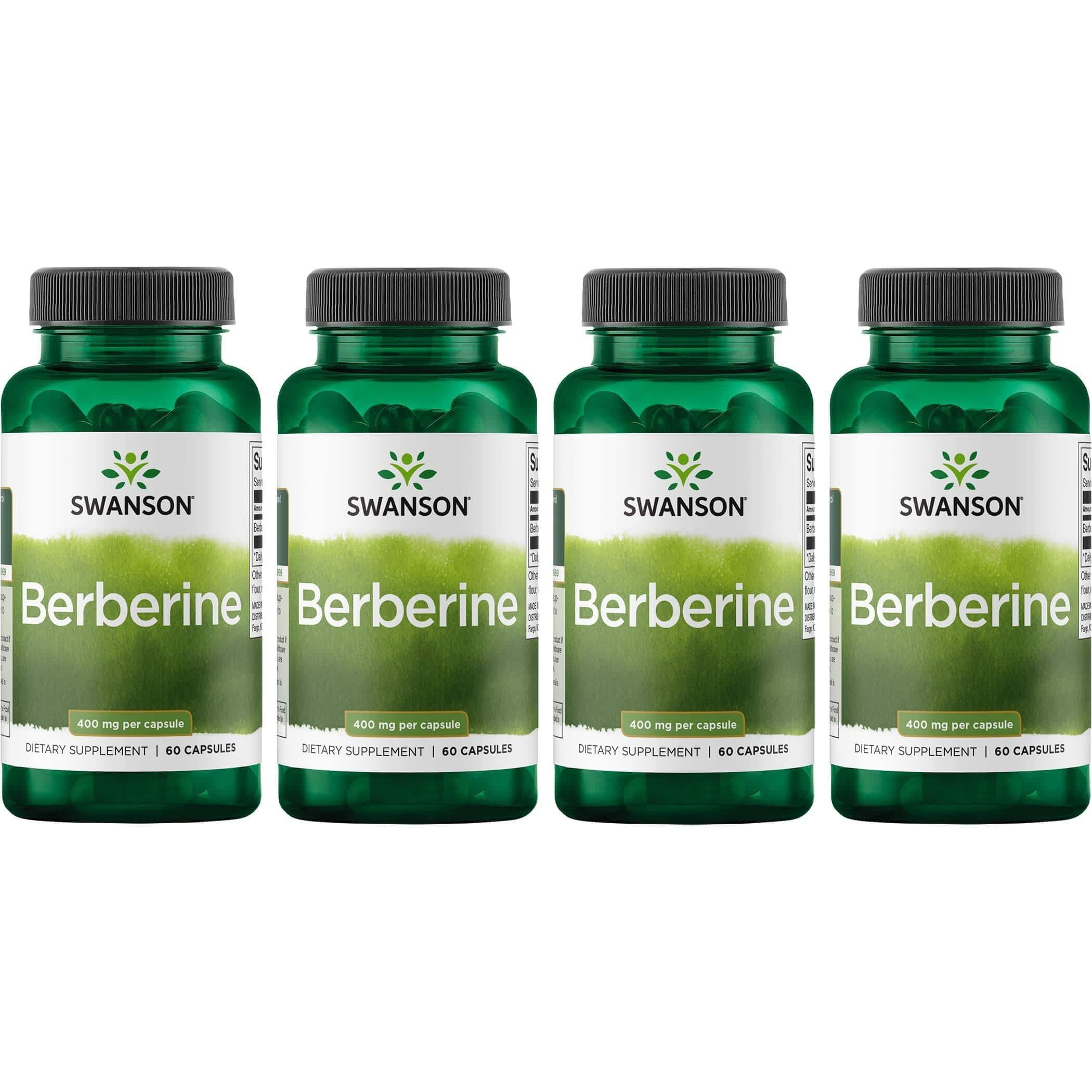 Swanson Swanson Berberine Supplement - 400 mg Each, 60 Capsules - Berberine HCl with Overall Wellness Support (4 Pack)