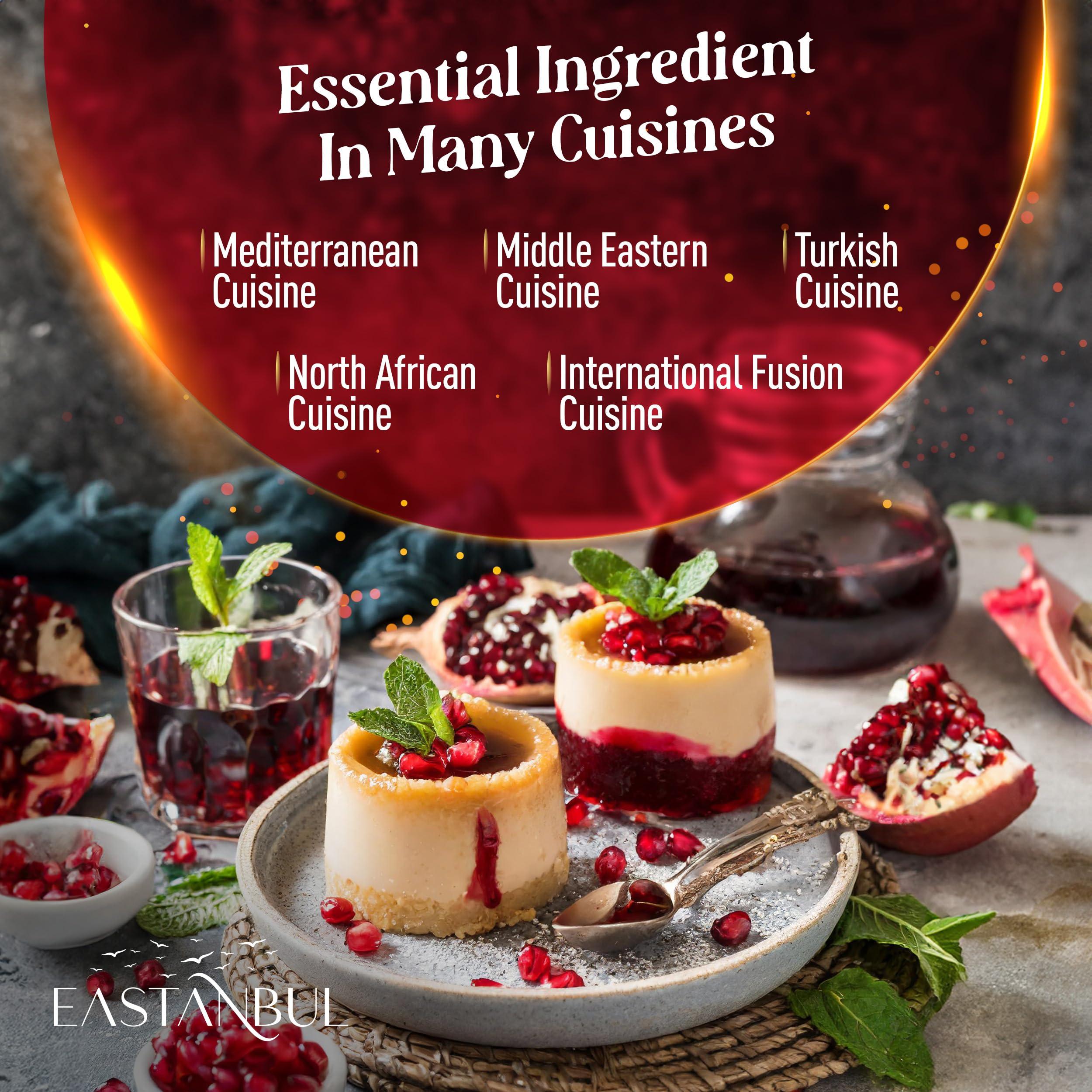 Eastanbul Eastanbul Pomegranate Molasses, 12.35oz, No Added Sugar, Mediterranean Pomegranate Syrup, Nar Eksisi Sweet and Sour Sauce, 100% Natural, Concentrate, Vegan Sauce, Paste, Salad Dressing, No Additives