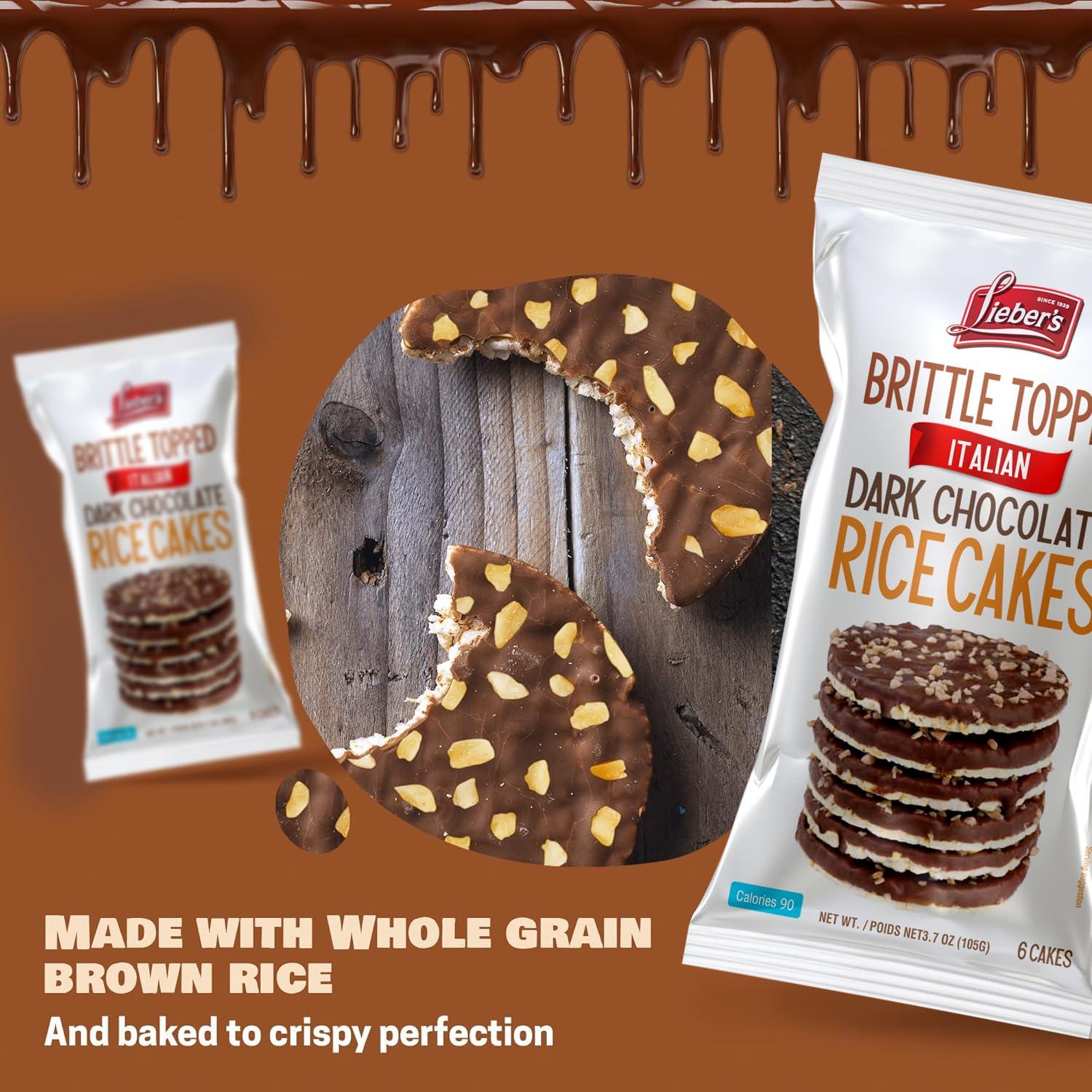 LIEBERS LIEBERS Thin Chocolate Rice Cakes, Kosher Certified Dairy and Dairy Free Options, Gluten Free Snack (Brittle Topped Dark Chocolate)