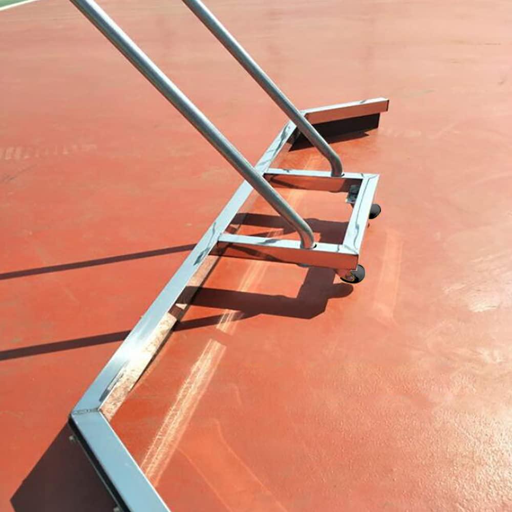 YIYIBYUS Tennis Court Squeegee Dew Broom, Heavy Duty Silver Water Pusher Stainless Steel Sweeper Tool Tennis Court Floor Surface Water Remover Tool