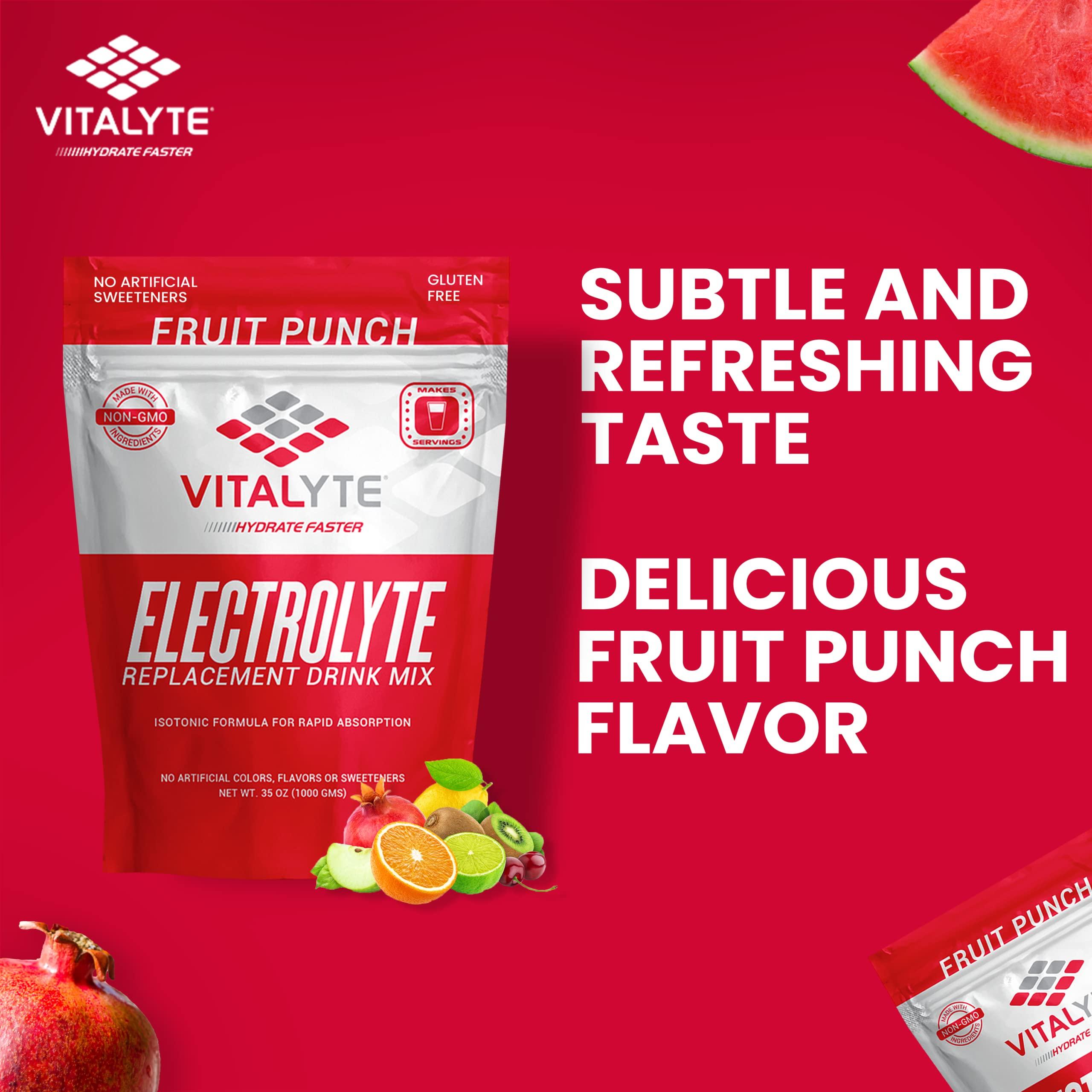 Vitalyte Vitalyte Electrolyte Powder Drink Mix, Isotonic Electrolyte Hydration Mix, Gluten Free Post Workout Powder Mix, Pack of 1, 35 oz., Fruit Punch Flavor