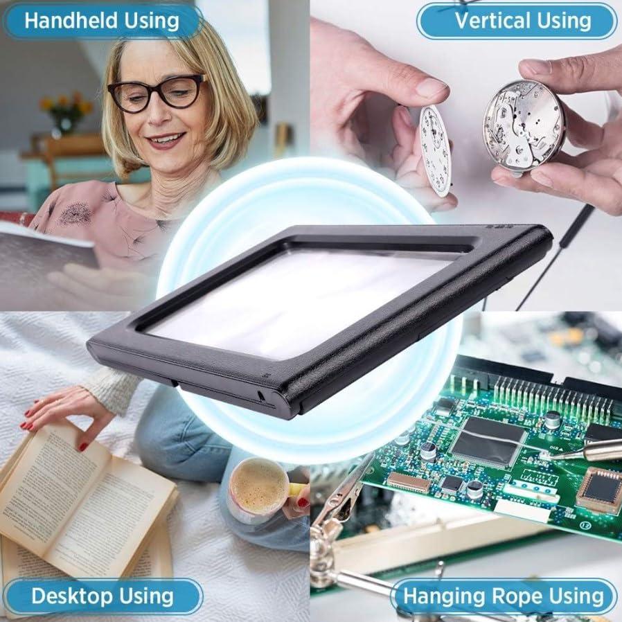 Yosoo Hands Free 3X Magnifying Glass A4 Page with Light LED Magnifier for Reading Readers Book Textbook Magazine Material