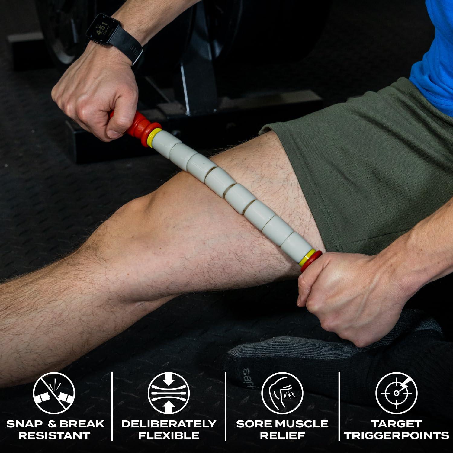 Nine for Nine Massage Stick 18\" Flexible Handheld Spindle Massage Roller (Will Contour to Any Muscle) - Full Body Muscle Recovery & Myofascial Release (Medium - 18\" Massage Stick)