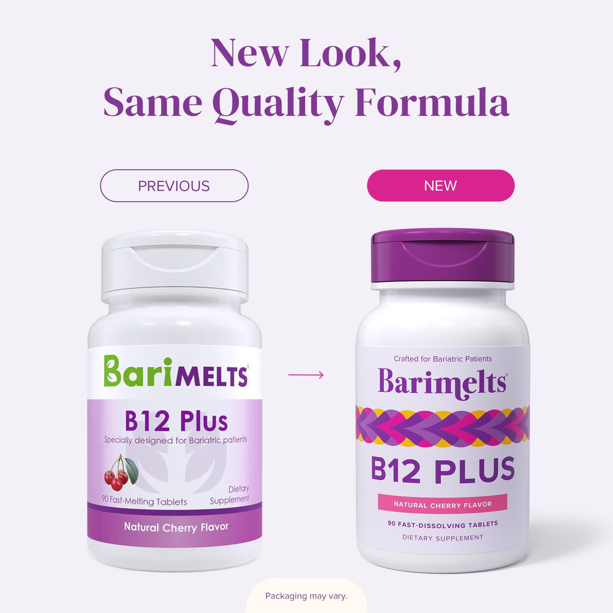 BariMelts BariMelts Vitamin B12 Plus - 90 Fast-Dissolving Tablets (3-Month Supply) - Sugar-Free Bariatric Vitamins for Women, Includes B12, B6, Folate & Biotin, Natural Cherry Flavor