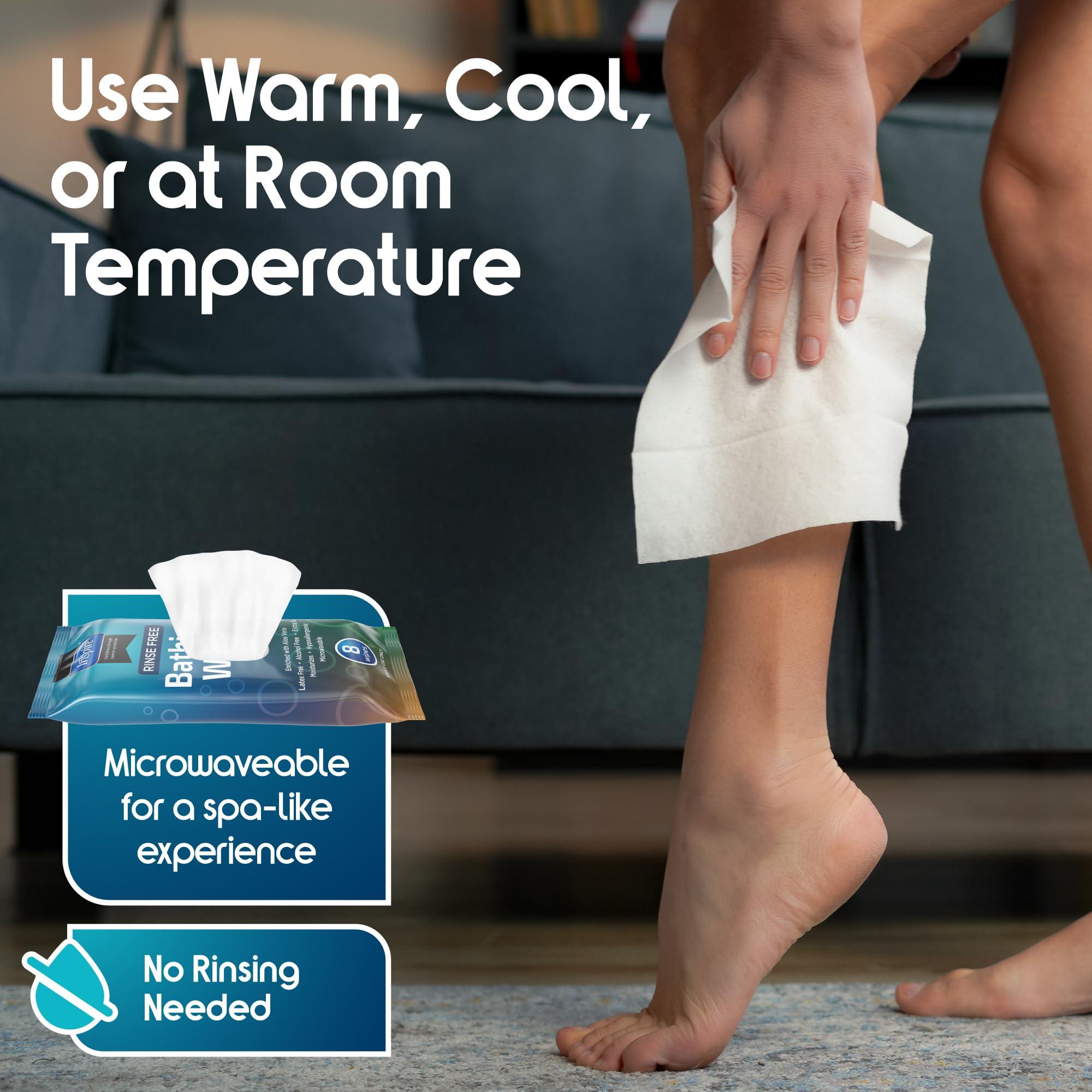 Inspire Inspire Rinse Free Body Wash Wipes | Bathing Wipes, Shower Wipes | Extra Large Adult Wipes With Aloe | Cleansing Adult Wipes | Body Wipes For Women And Men | Disposable Washcloths For Adults Bathing