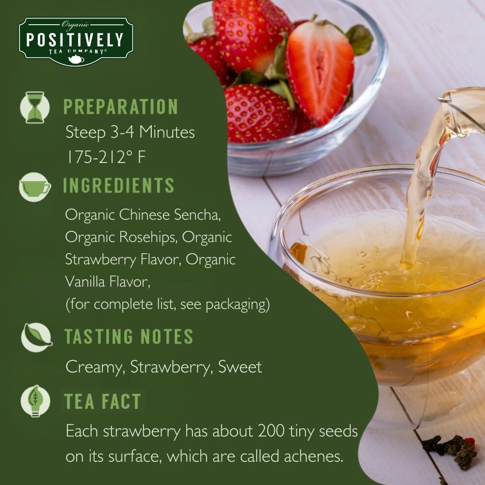 Organic Positively Tea Company Organic Positively Tea Company, Strawberries and Cream, Green Tea, Loose Leaf, 4 Ounce