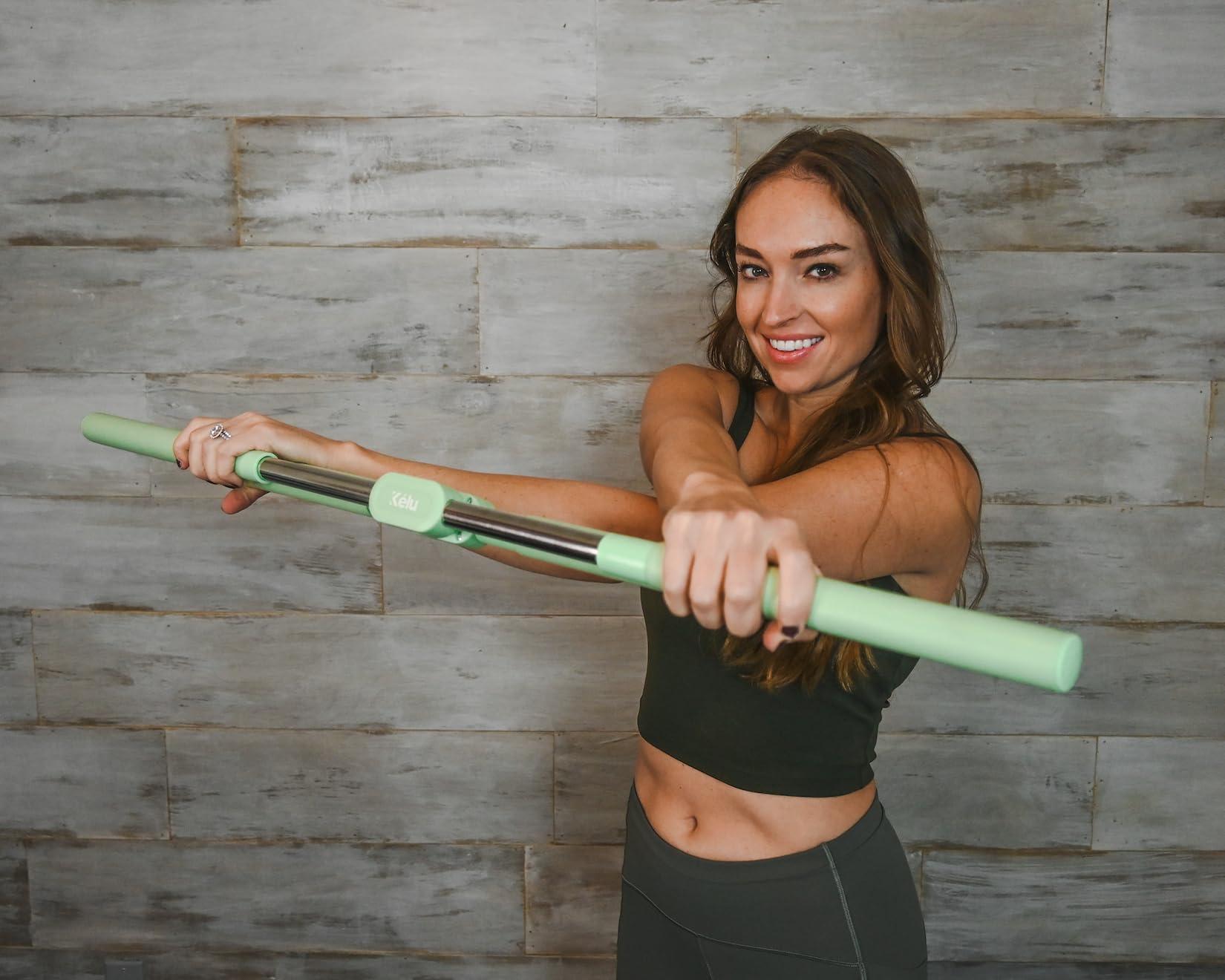 KELU Klu Yoga Posture Corrector - Back Stretcher for Lower Back Pain Relief - Hunchback Correction Stick for Men, Women, Kids - Back Cracking Device with Adjustable Rods & Easy Locking Mechanism - GREEN