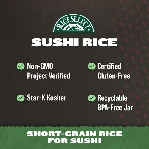 RiceSelect RiceSelect Sushi Rice for Sushi and Japanese Food, Premium Gluten-Free Short-Grain Rice, Non-GMO, 32-Ounce Jar