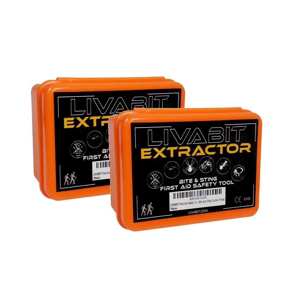 LIVABIT LIVABIT 2-Pack First Aid Safety Tool F.A.S.T. Kit Emergency Venom Extractor Snake Bite and Sting Suction Pump for Hiking, Camping, Backpacking, Insect Sting & Snake Bite Treatment