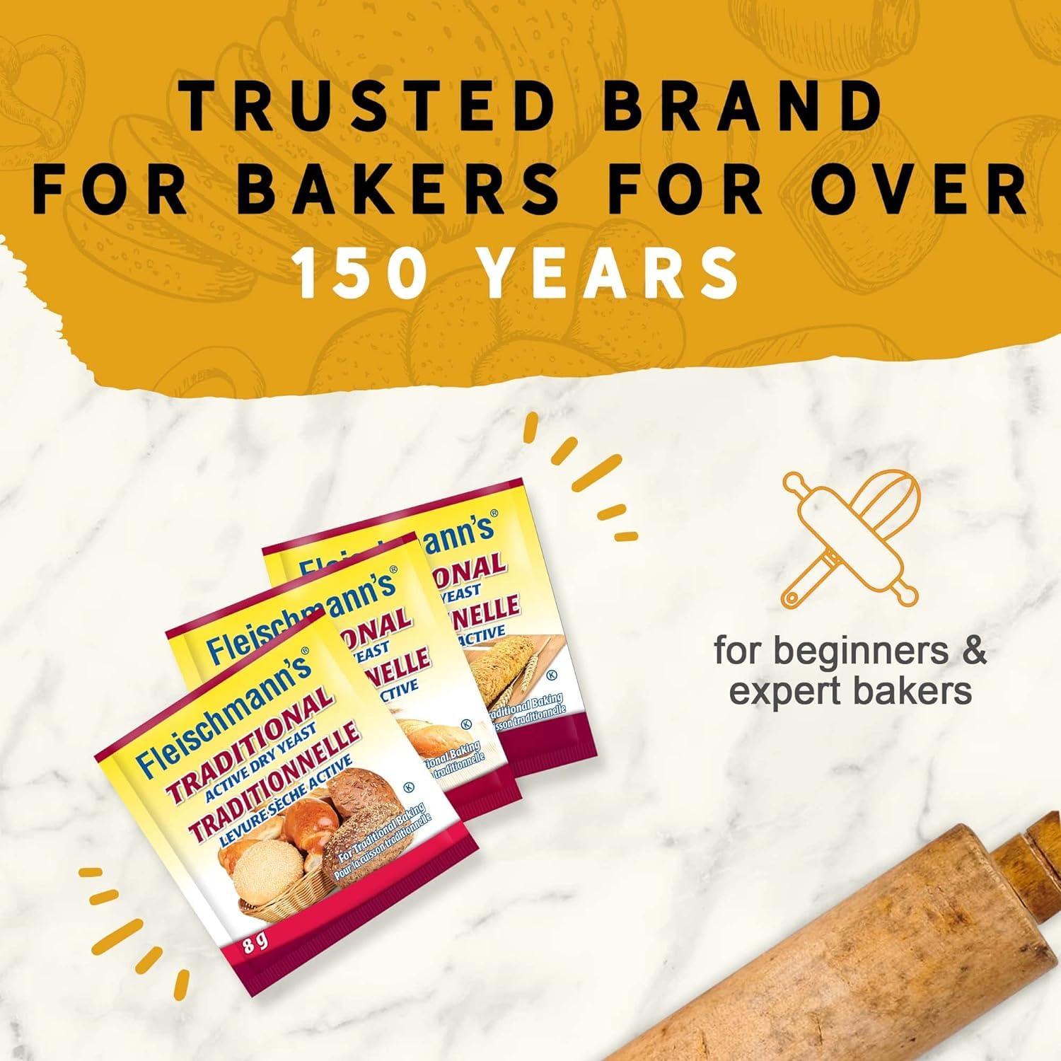 Generic Generic Fleischmanns Traditional Active Dry Yeast, Traditional Yeast, 3 sachets x 8g, 24g/0.8 oz (Pack of 6) Shipped from Canada