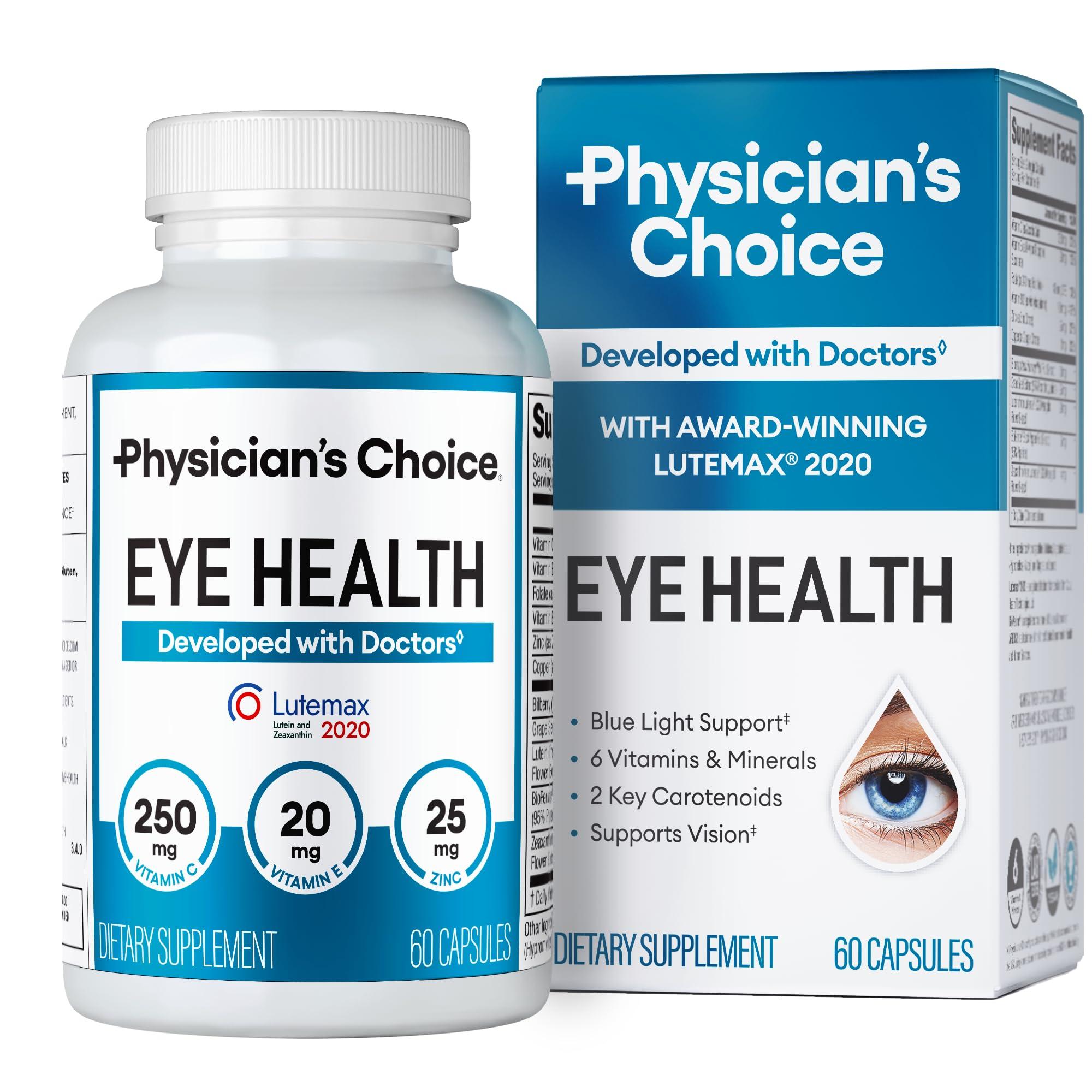 Physician's CHOICE Areds 2 Eye Vitamins - Lutein, Zeaxanthin & Bilberry Extract - Supports Eye Strain, Dry Eyes, and Vision Health - 2 Award-Winning Clinically Proven Eye Vitamin Ingredients - Carotenoid Blend