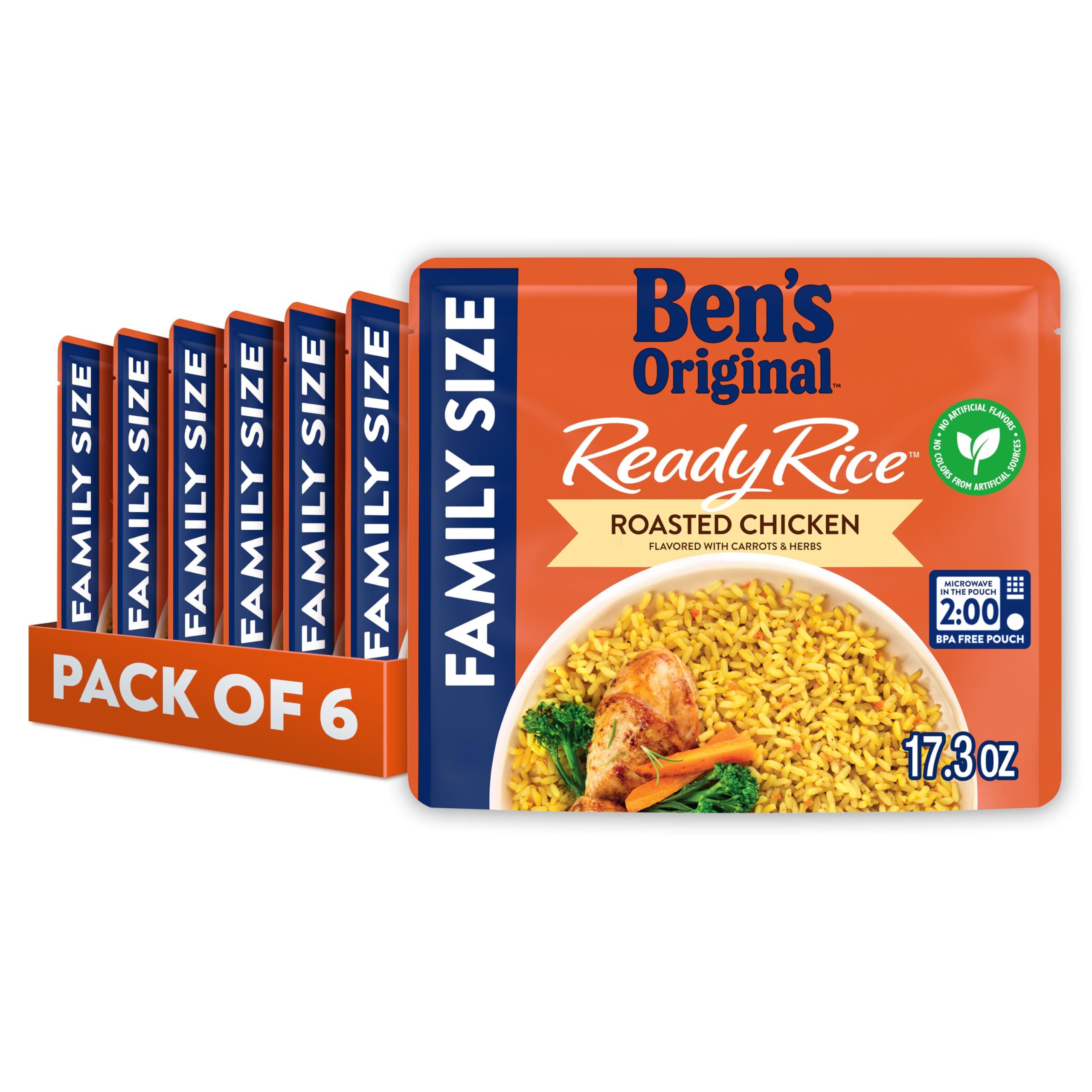 BEN\'S ORIGINAL BEN\'S ORIGINAL READY RICE Roasted Chicken Flavored Family Size Rice, Easy Dinner Side, 17.3 oz Pouch (Pack of 6)