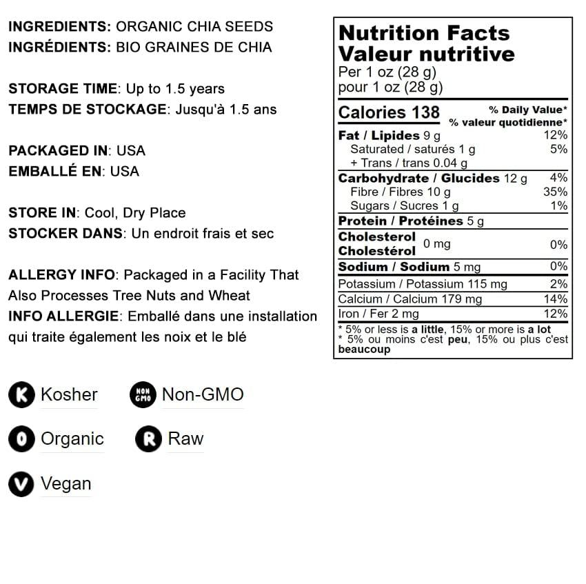 Food to Live Food to Live - Organic Chia Seeds Powder, 12 Pounds - Non-GMO Meal, Ground Raw Chia Seeds, Cold Milled, Kosher, Vegan, Bulk. Rich in Omega-3, Fiber, Protein