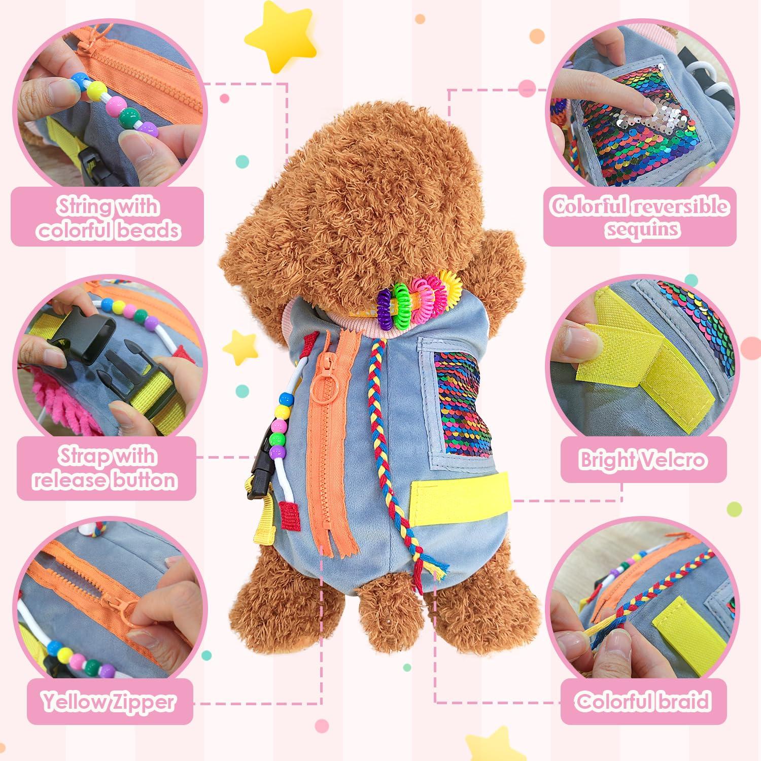 CHIAOCHUTTY CHIAOCHUTTY Fidget Blanket for Elderly with Dementia Fidget Dog Blanket Activities and Gift for Senior with Alzheimers or Dementia