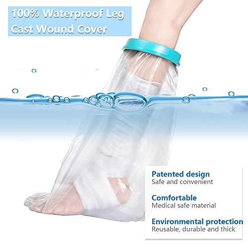 Clheatky Kids Leg Cast Cover Waterproof Leg Cast Cover for Shower Bath Watertight Plastic Protection Keep Bandage Dry, Reusable Foot Cast Protector for Leg, Knee, Foot, Ankle Wound17.5inch)