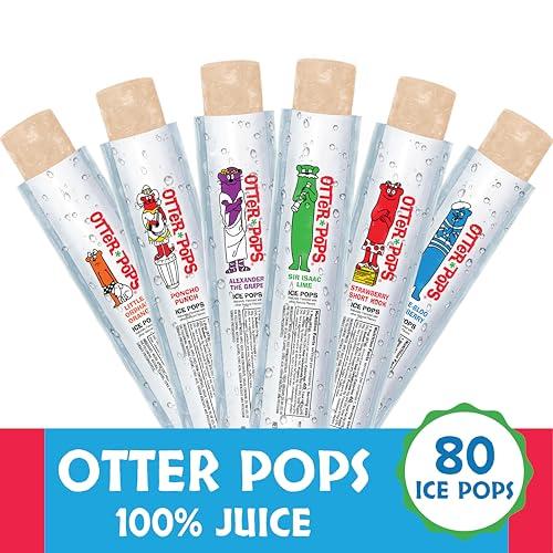 Otter Pops Otter Pops Freezer Bars, 100% Fruit Juice Ice Pops, Original Flavors (80ct 2oz bars)