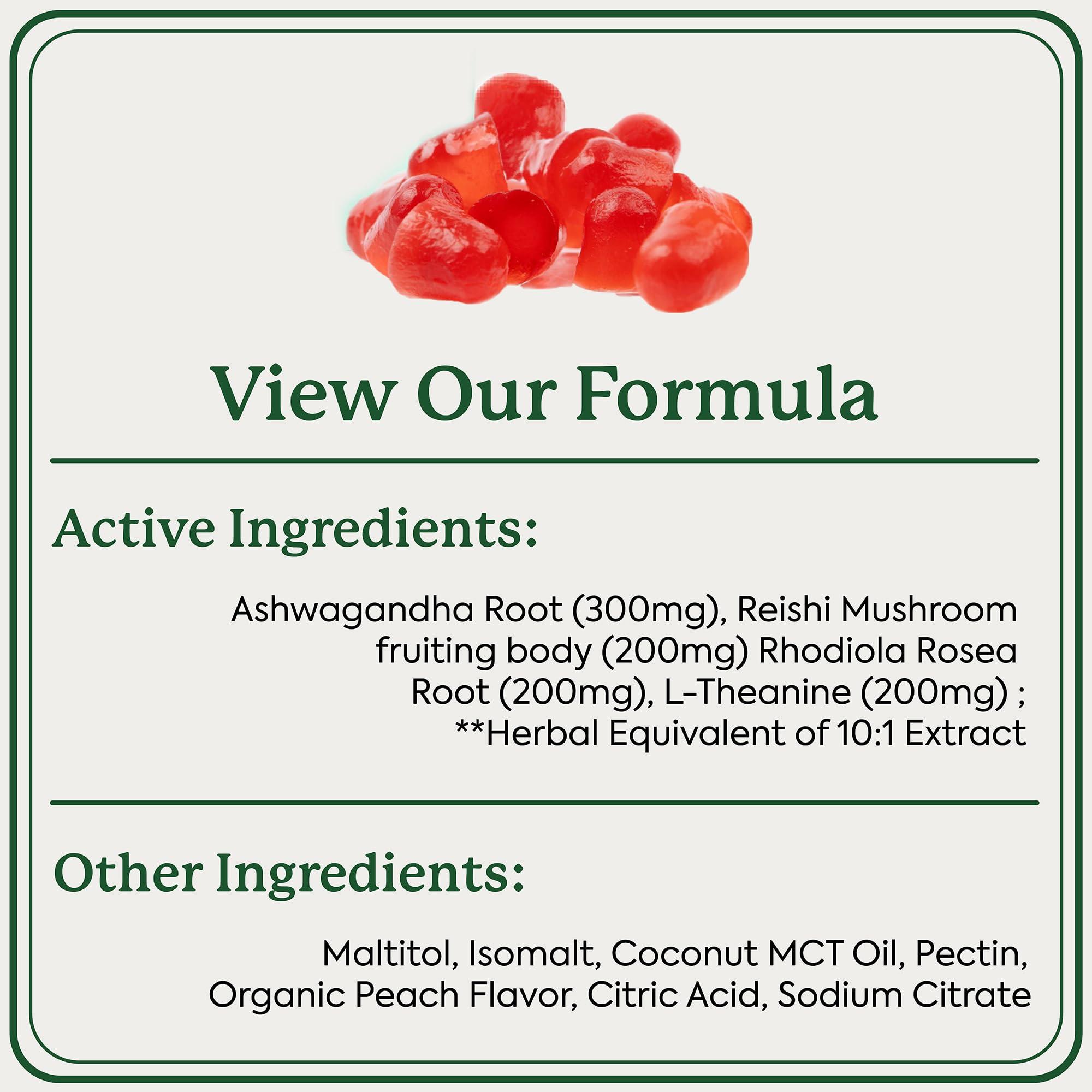 Plant People Plant People WonderCalm Mushroom Gummies - Natural Ashwagandha Supplement to Ease Stress & Boost Mood for Adults without Sugar, Gluten or Artificial Colors, Vegan-Friendly, Peach Flavor, 60 Count
