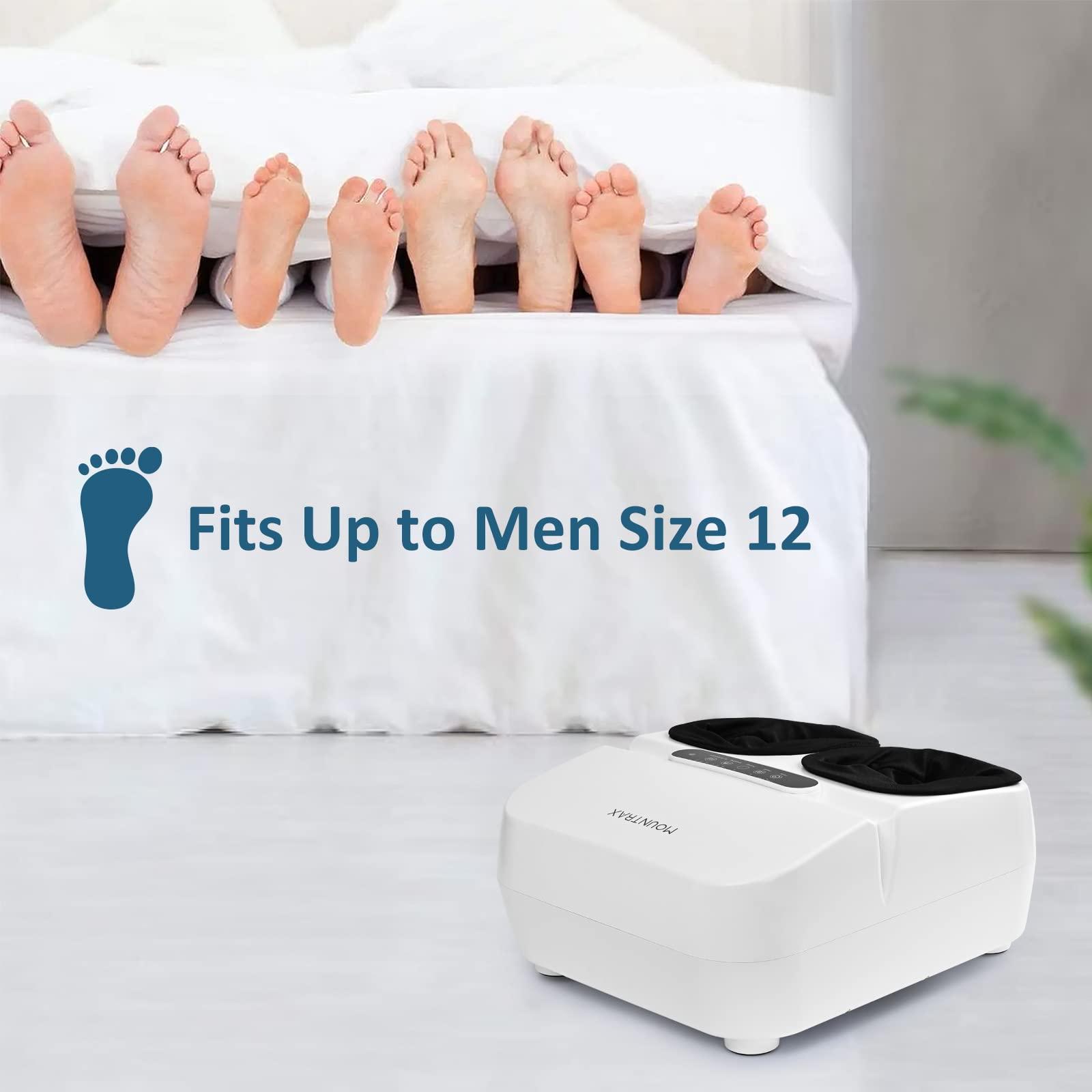 MOUNTRAX MOUNTRAX Foot Massager Machine with Heat, Gifts for Women Men, Shiatsu Foot Massager with Remote Control, Deep Kneading and Soothing Heat, Fits Feet Up to Men Size 12 (White)