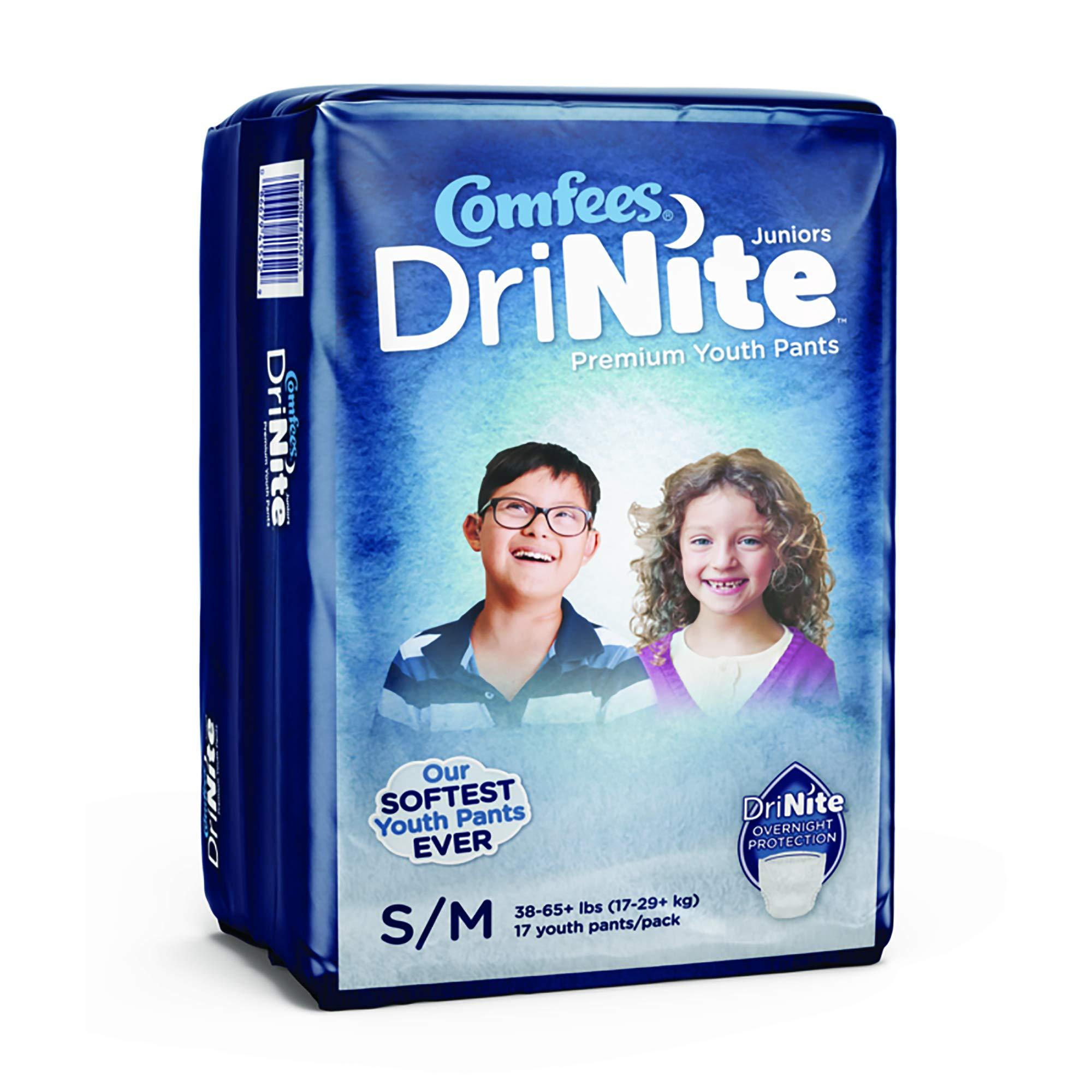 Attends Attends Healthcare Products 1150965-BG Comfees DriNite Juniors Absorbent Underwear, White - Small & Medium - Pack of 17