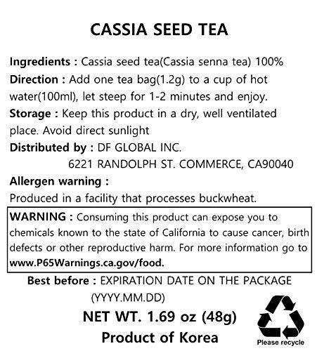 Damtuh Damtuh Korean Traditional Tea Cassia Seed Tea - Decaf, Sugar-Free, Non-Caloric, 1.2g x 40 Tea Bags