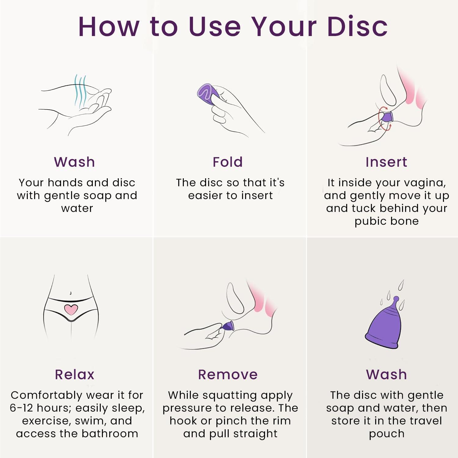 EcoBlossom EcoBlossom Menstrual Cup Kit - Tampon, Pad, and Disc Alternative Product - Wear for 12 Hours - Reusable Period Cup/Copa Designed with Soft Flexible Medical-Grade Silicone (Small & Large)