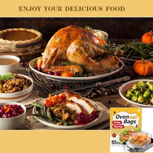 Kiginhans 10Large Oven Bags Turkey Size,Cooking Roasting Bags Large Size(2224Inch) Meat Roasting Bags Safe for Turkey Meat Fish and Vegetables (10)