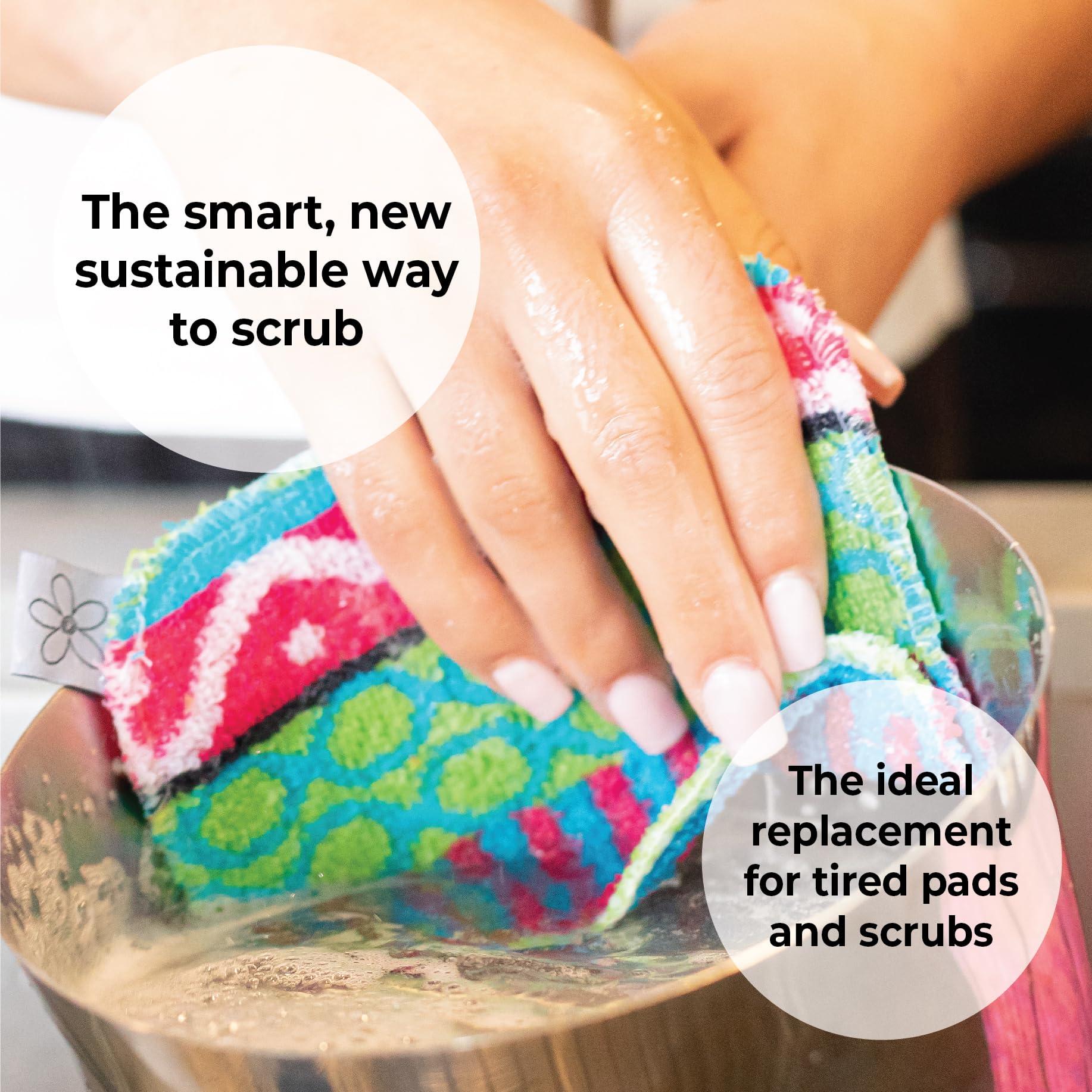 Skoy Skoy Scrub, 4-Pack Reusable, Non-Scratching Dish Scrubber for Kitchen and Household Cleaning, Eco-Friendly, Dishwasher Safe Soft Scrub, Monochromatic Colors