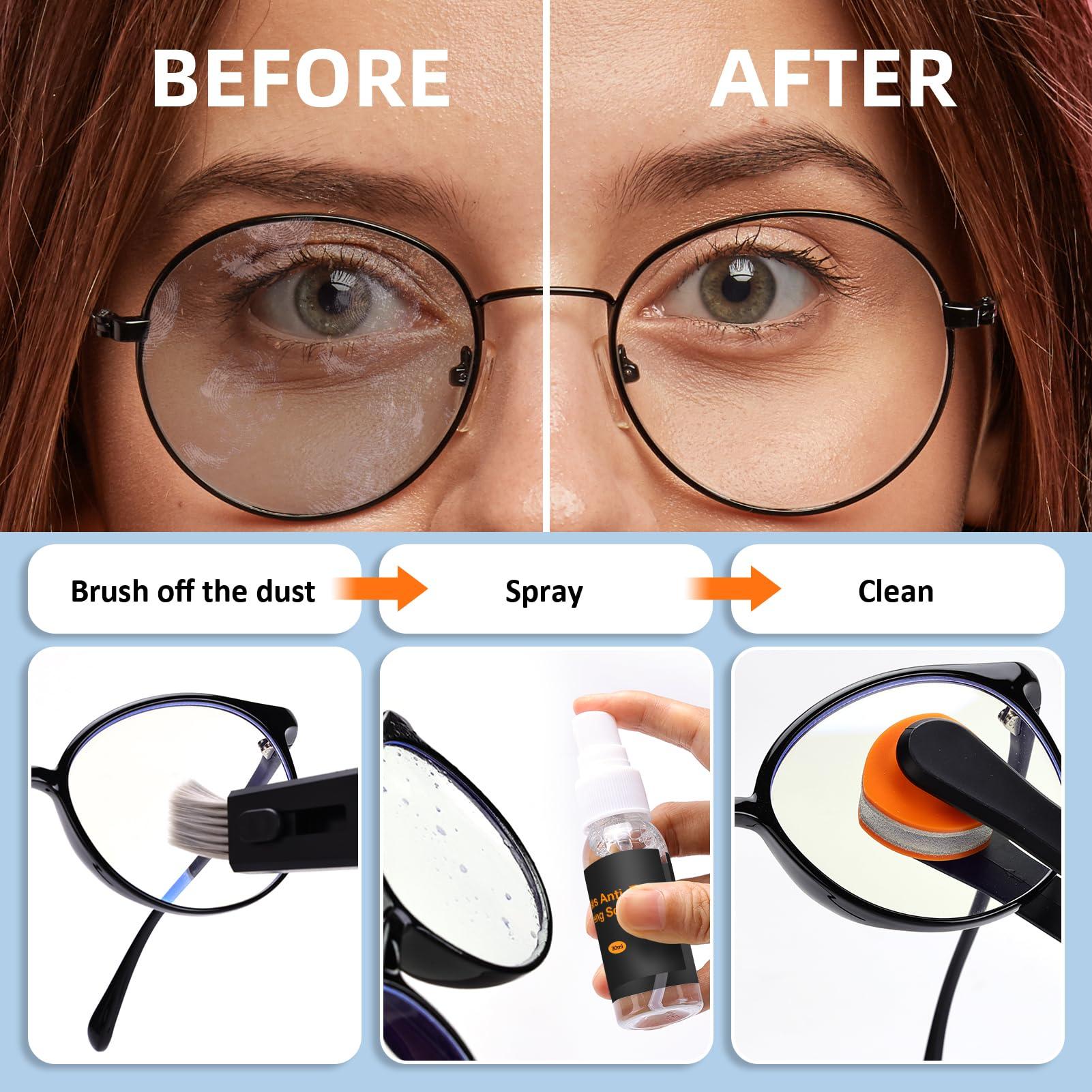 Ordilend Ordilend Glasses Cleaner Eyeglass Cleaner Kit, Glasses Cleaning Kit Anti Fog Lens Cleaning Spray with Microfiber Cloth, Portable Eyeglass Repair Tool with Screws Screwdriver, Nose Pads, Ear Grip