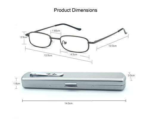EYE ZOOM EYE ZOOM 3 Pairs Lightweight Portable Metal Reading Glasses with Pocket Case for Men Women, Multi-color, 2.75 Strength