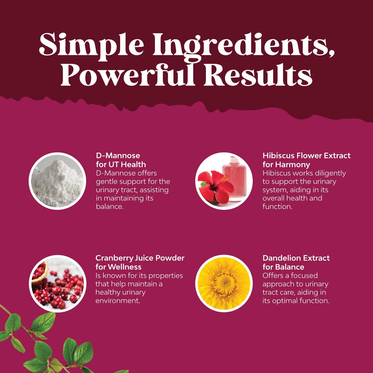 Natures Craft D Mannose with Cranberry Supplement - D Mannose 1000mg Capsules for Kidney Infection Support & Cleanse and Urinary Tract Health for Women & Men - Bladder Health Supplement for Adults - 120 Count