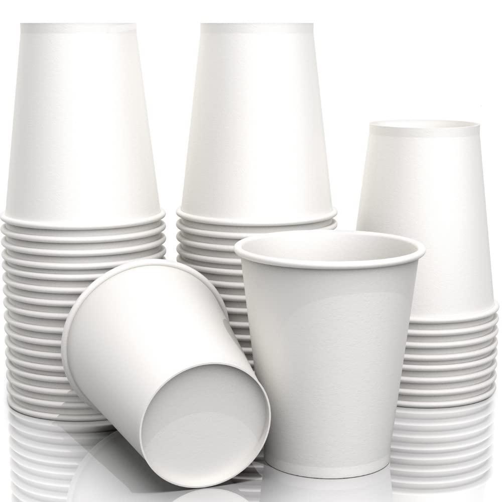 Lakesstory 50 Pack 9 oz Coffee Paper Cups 9oz White Disposable Coffee Cups Drinking Cups for Cold/Hot Beverages Drinks Chocolate Lemonade Wine Hot Coffee Togo Cups Tea & Water Cups for Home Office Stores Cafes