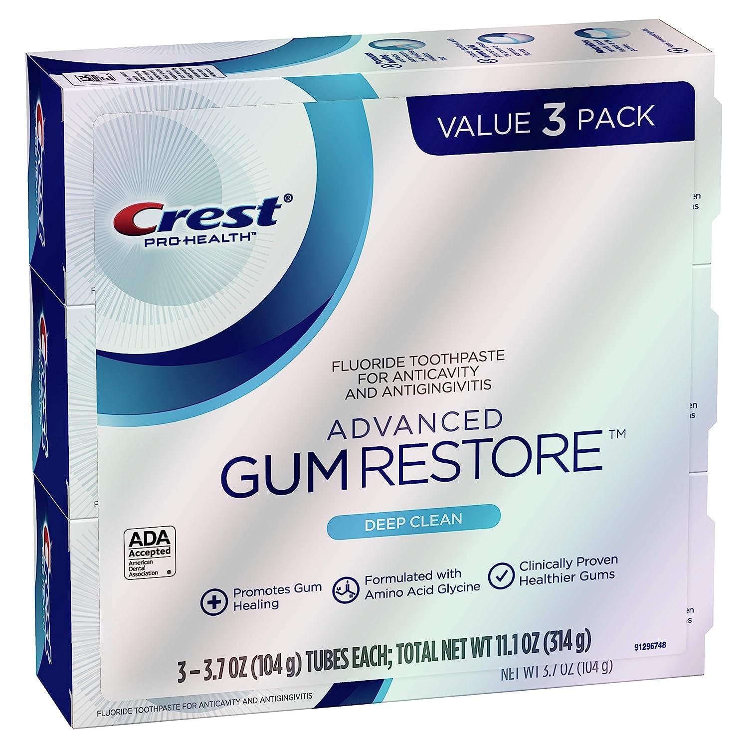 Crest Crest Pro-Health Advanced Gum Restore Toothpaste, Deep Clean 3.7 Oz (Pack of 3)