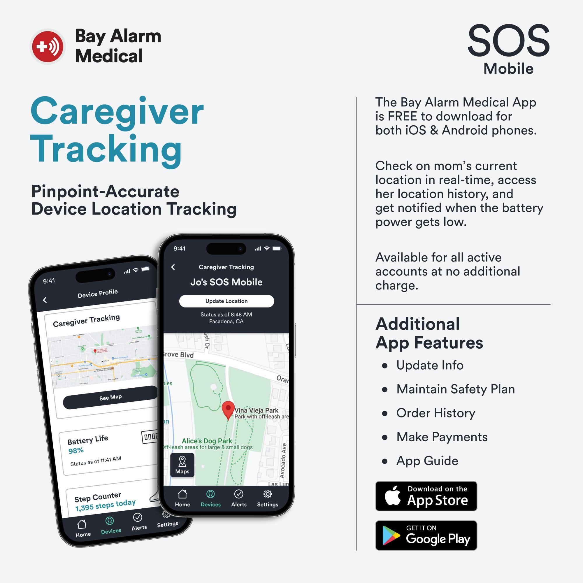 Bay Alarm Medical Bay Alarm Medical SOS Mobile GPS - 24/7 Medical Alert with Optional Fall Detection for Seniors - Call to Activate - 4G GPS Medical Alert System with Elderly Tracking - Panic Button for Seniors